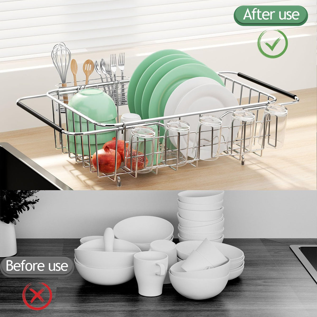 Small Dish Drying Rack in Sink