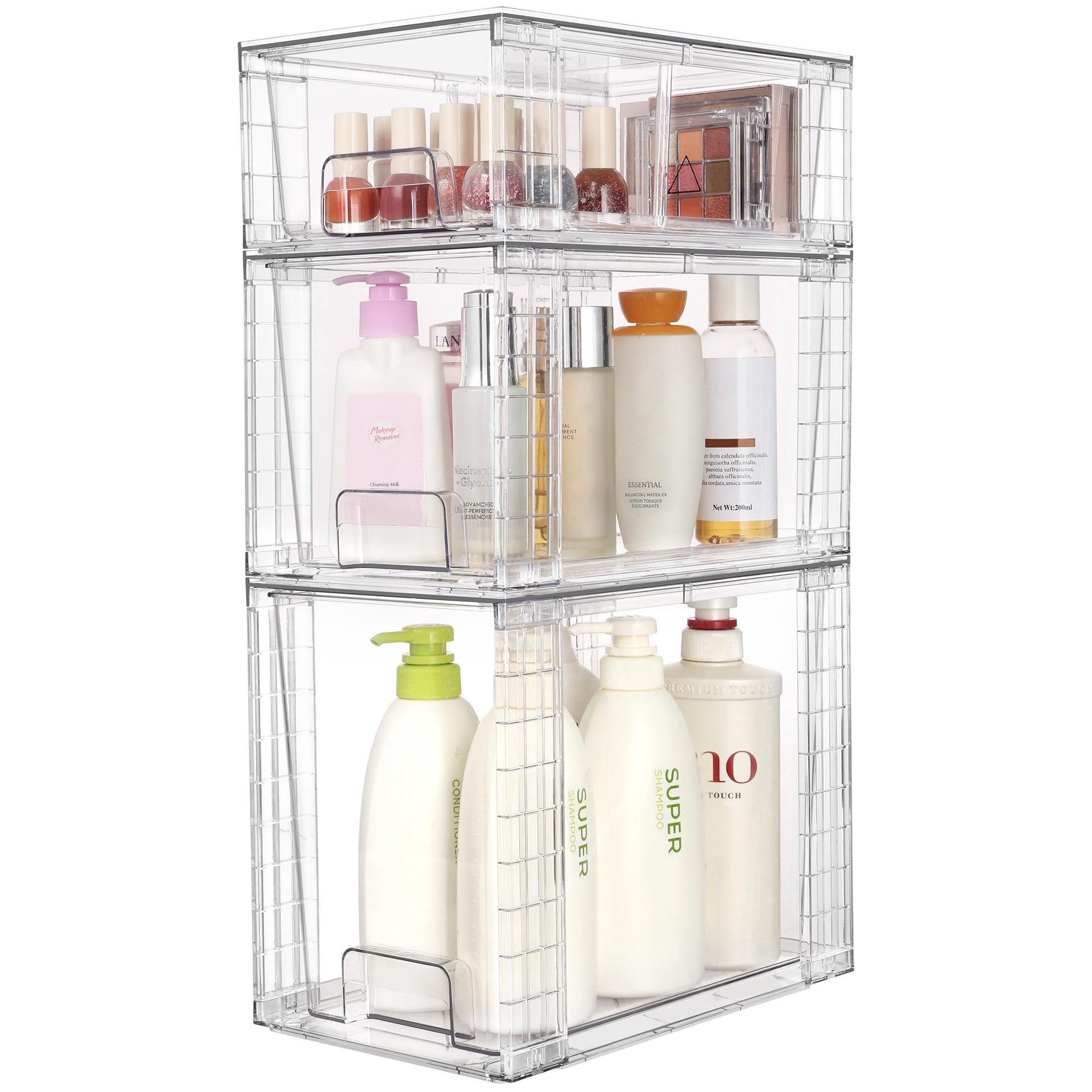 3 Pack Clear Stackable Storage Drawers (3 Count)
