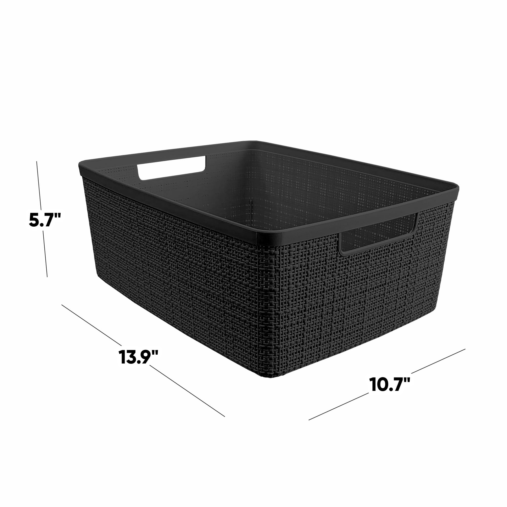 Set of 6 Medium 12L Jute Decorative Plastic Organization and Storage Baskets (6 Count)
