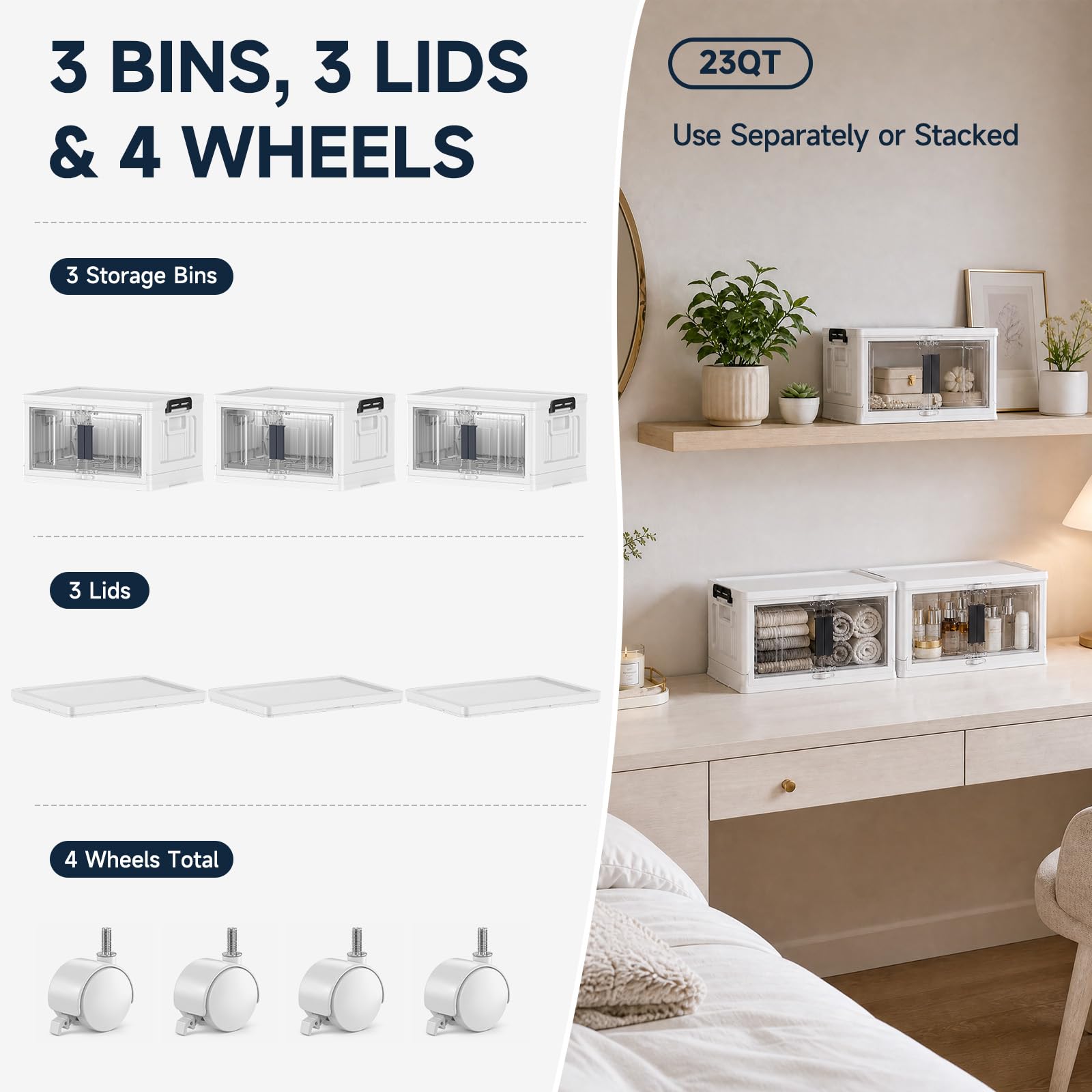23QT Storage Bins with Lids for Closet