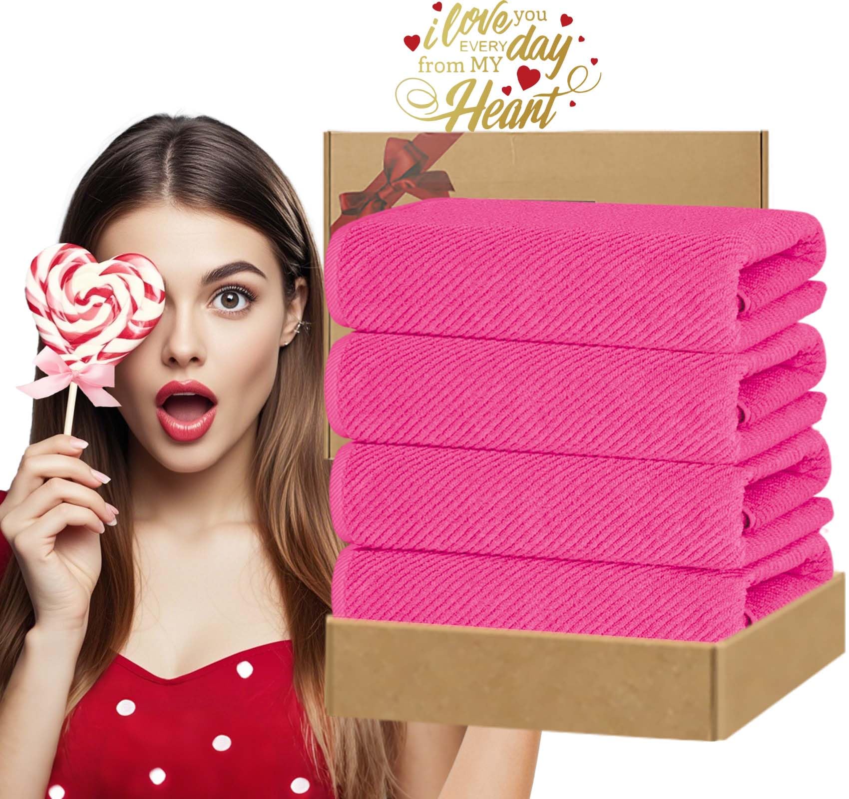 Hot Pink Bath Towels 4PC