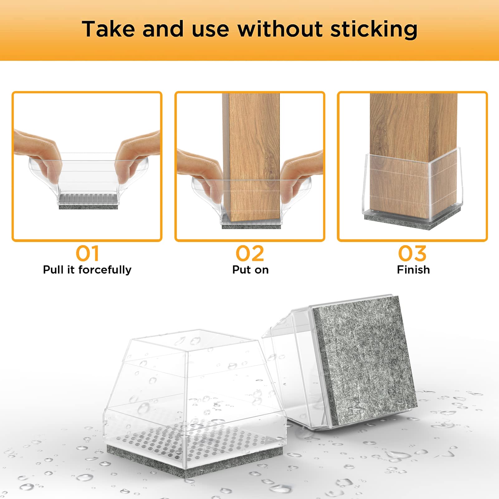 Square Chair Leg Protectors for Hardwood Floors (24 Count)