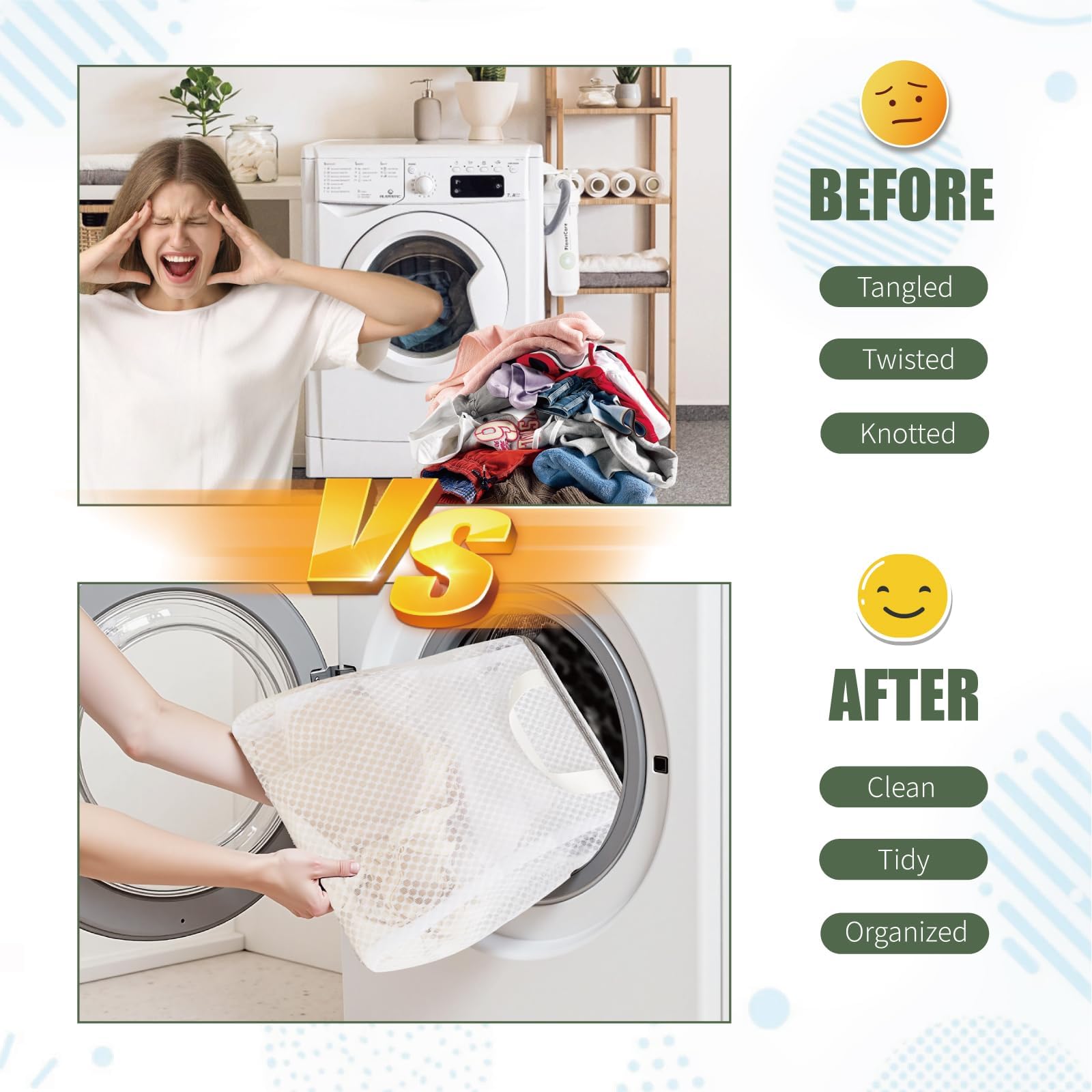 GWT 4Pcs 3D Mesh Laundry Bags with Hanging Handles (4 Count)