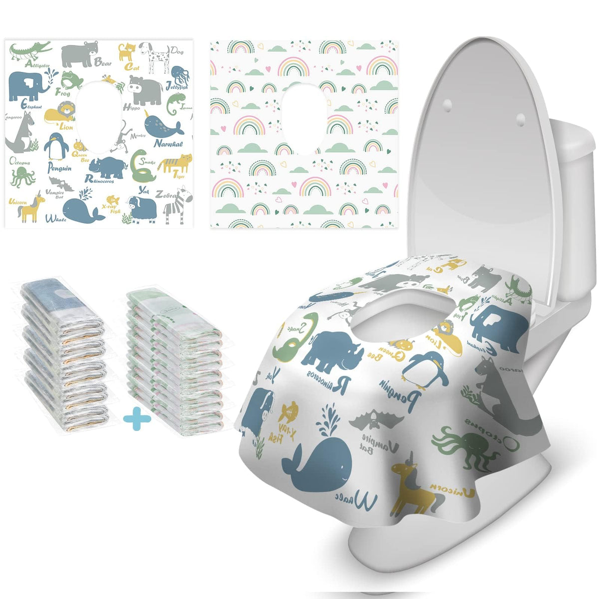 20 Pcs Toilet Seat Covers Disposable for Toddlers & Adults