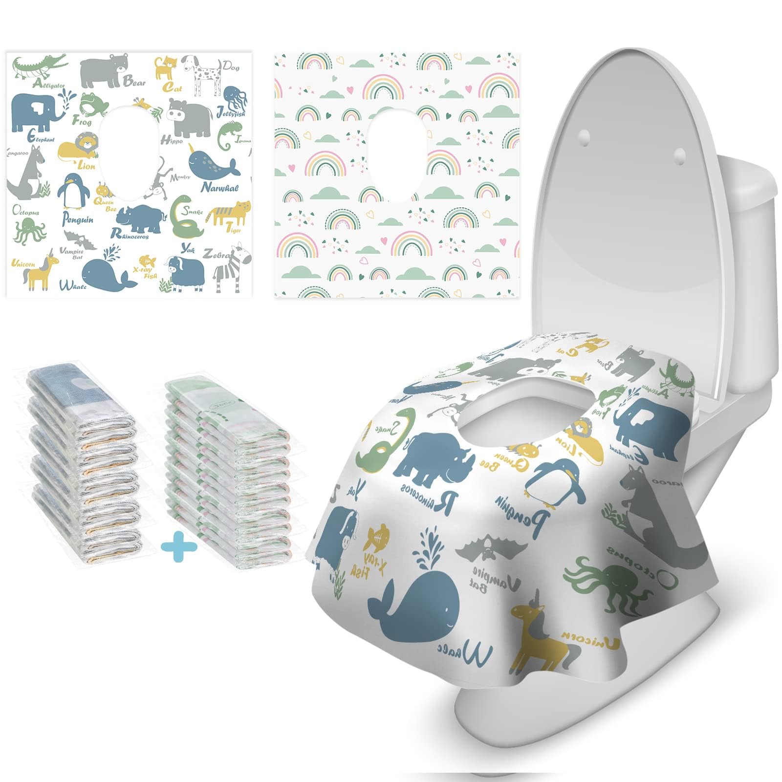 20 Pcs Toilet Seat Covers Disposable for Toddlers & Adults