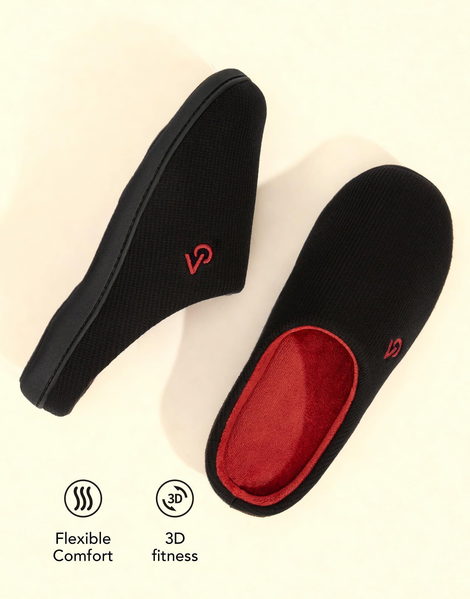 Men's Two Tone Cozy House Slippers Red