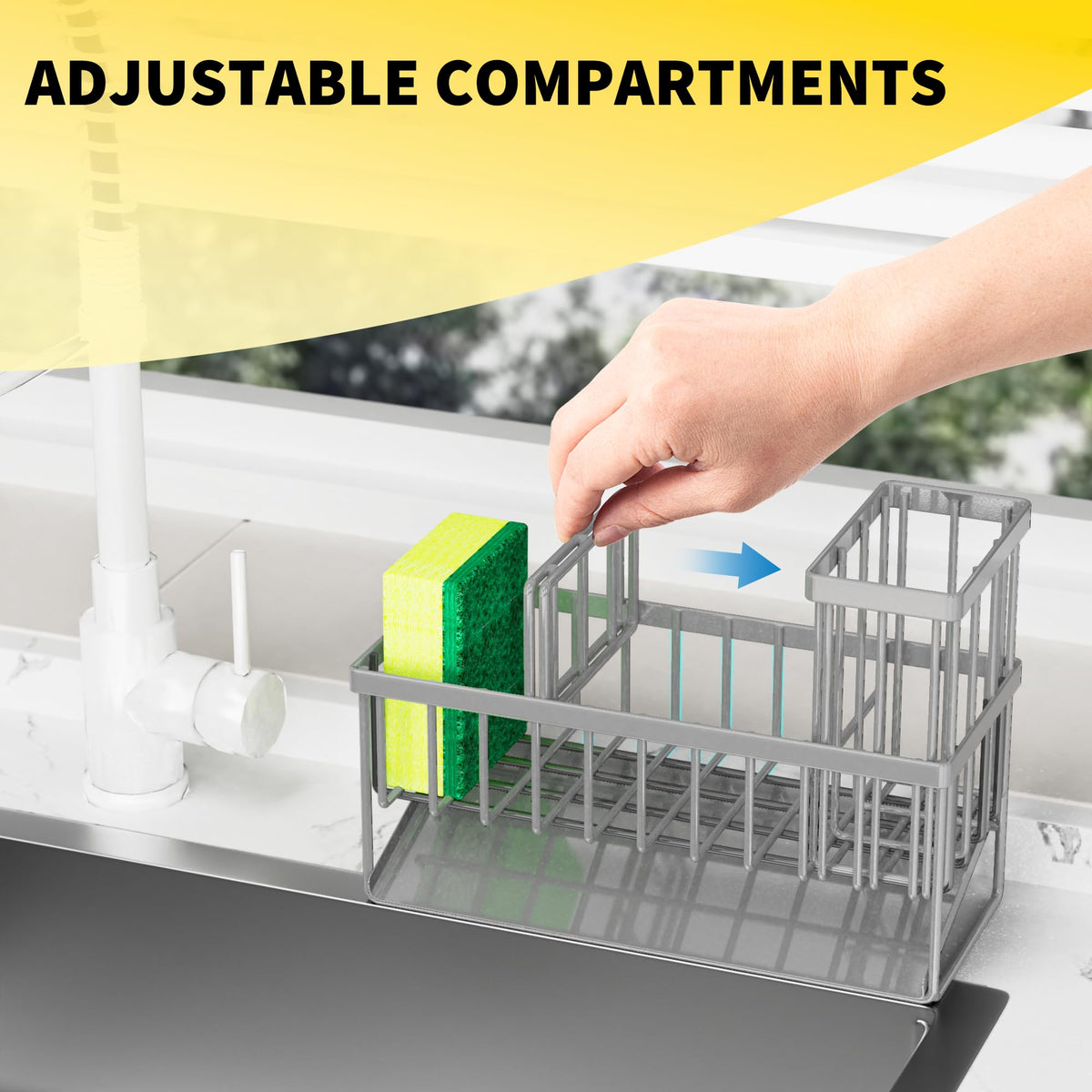 Sink Caddy Organzier with High Brush Holder