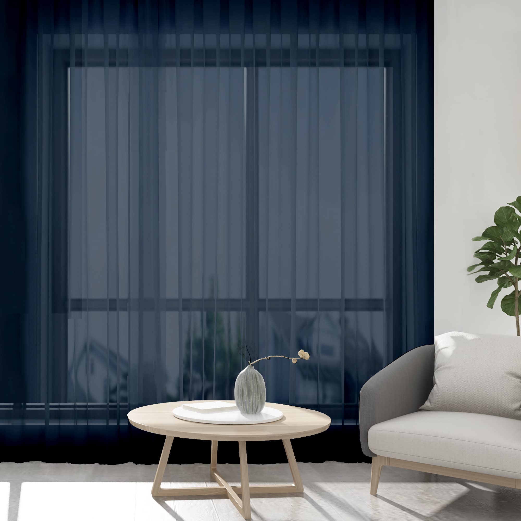 Sheer Window Curtains 108 inch Length 2 Panels Set