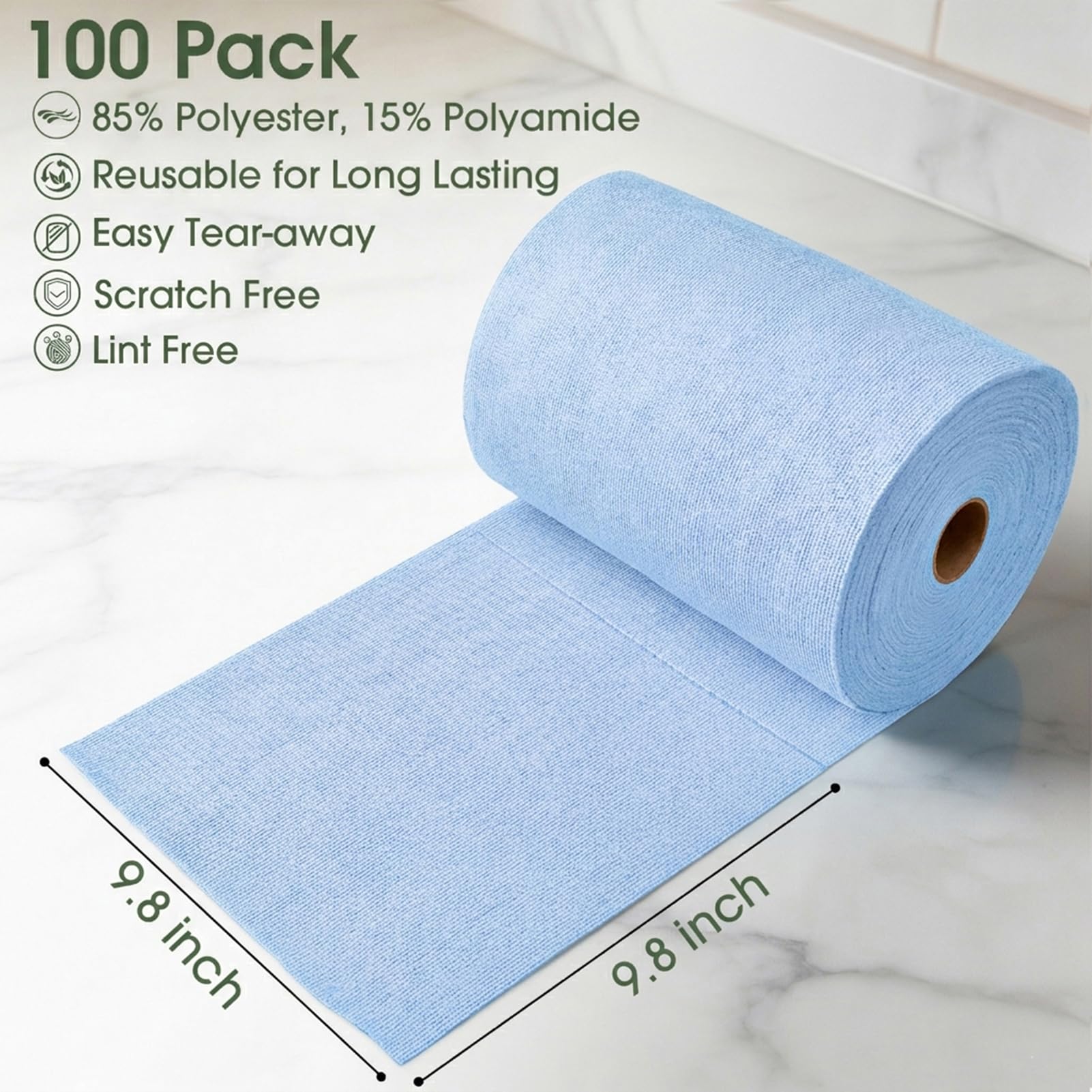 Microfiber Cleaning Cloth Roll (100 Count)