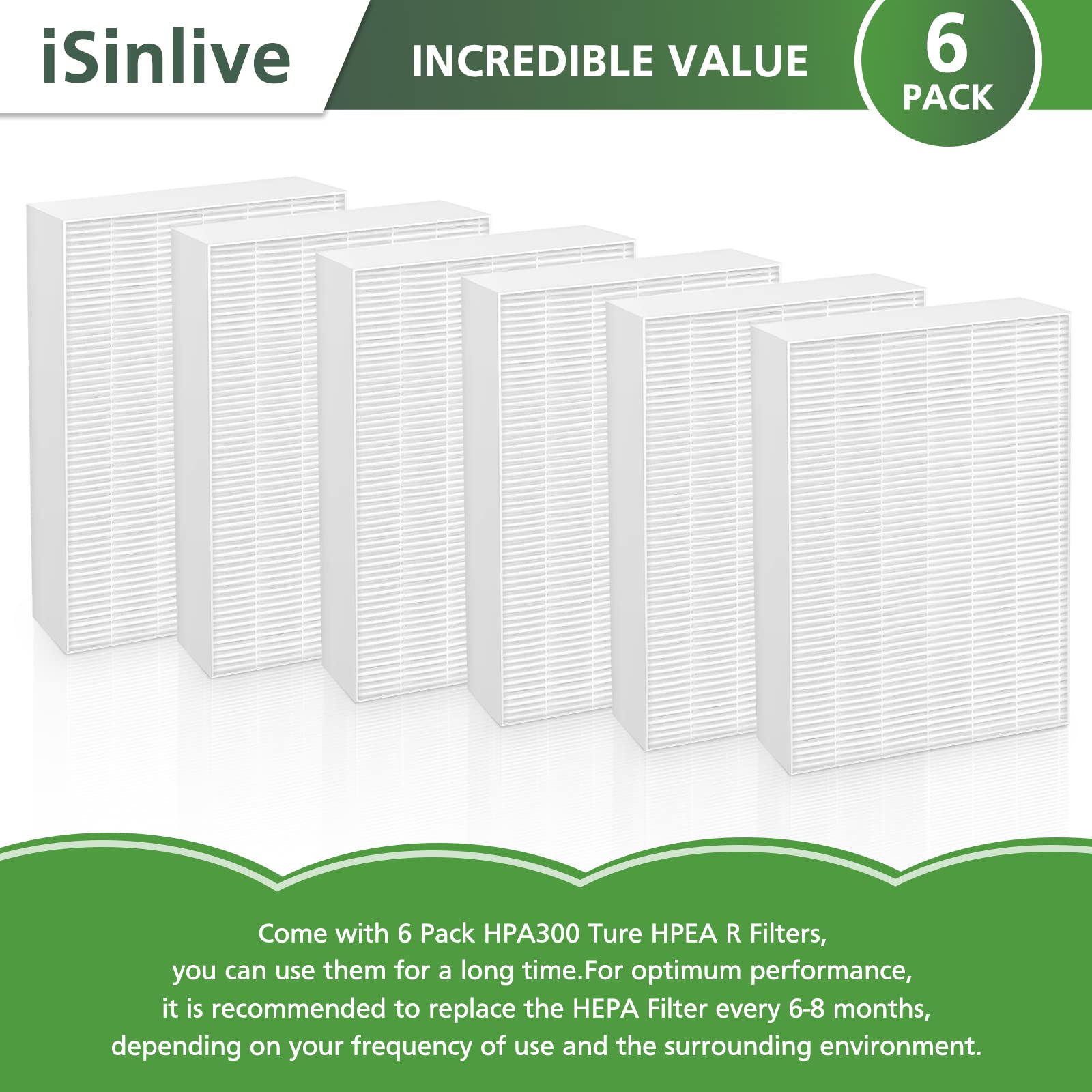 Replacement Filter R for Honeywell Air Purifier HPA300 HPA200 HPA100 5000 (6 Count)