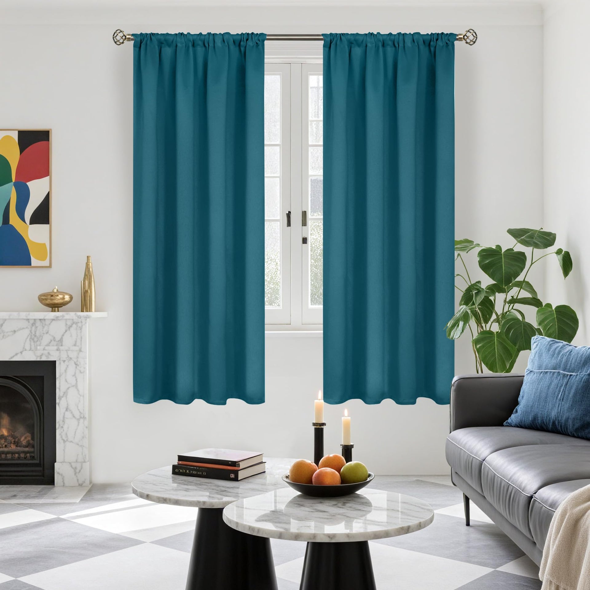 Teal Blackout Curtains 63 Inch Length (2 Count)