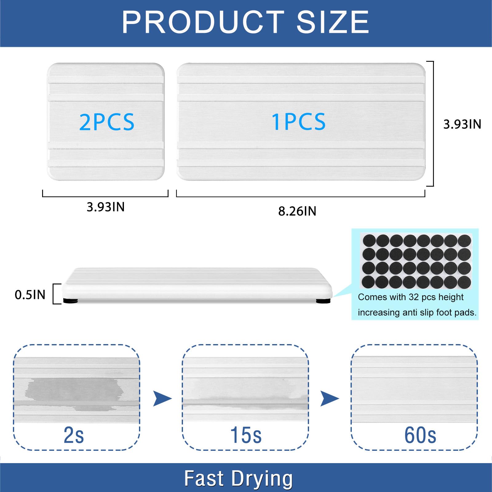 3PCS Water Absorbing Stone Tray (3 Count)