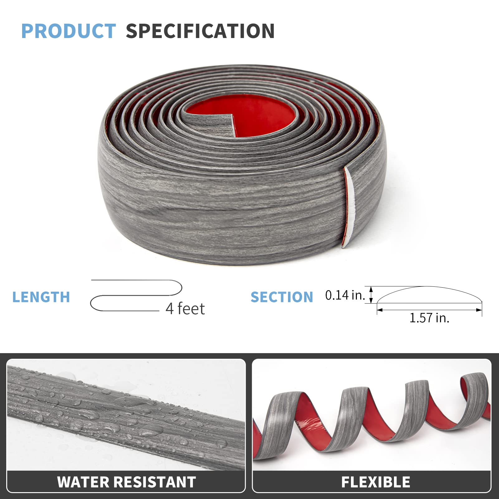 4 ft Vinyl Flat Floor Transition Strip (4 Foot)