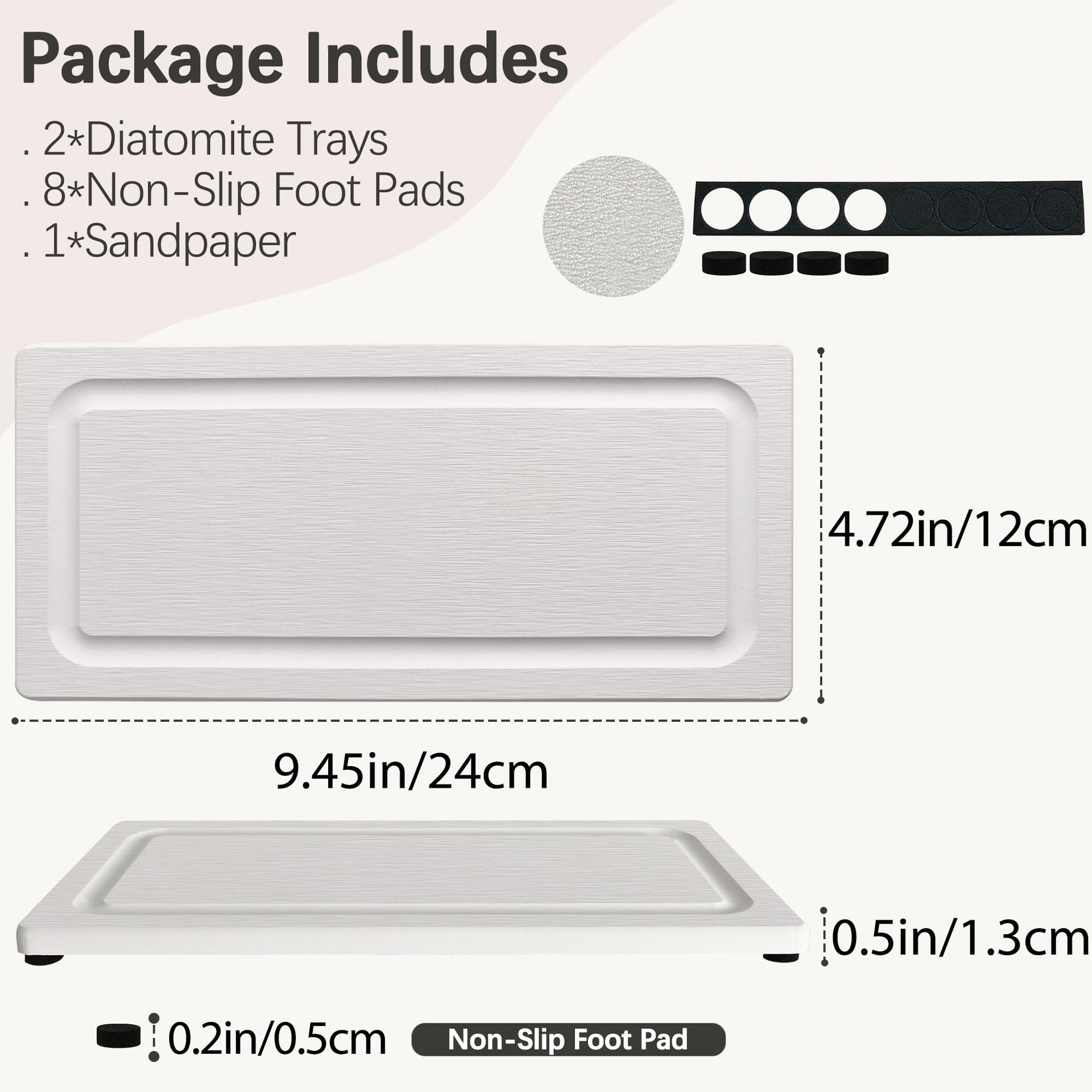 2 PCS Water Absorbing Stone Trays for Bathroom Sink Fast Drying Coasters (2 Count)