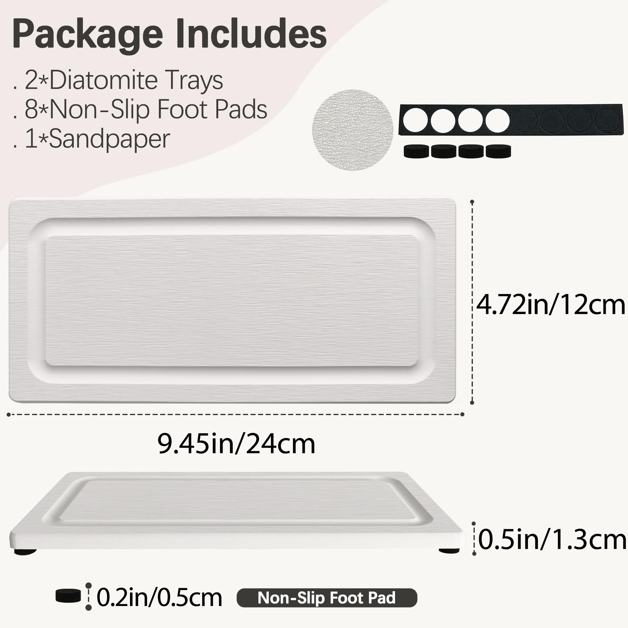 2 PCS Water Absorbing Stone Trays for Bathroom Sink Fast Drying Coasters (2 Count)