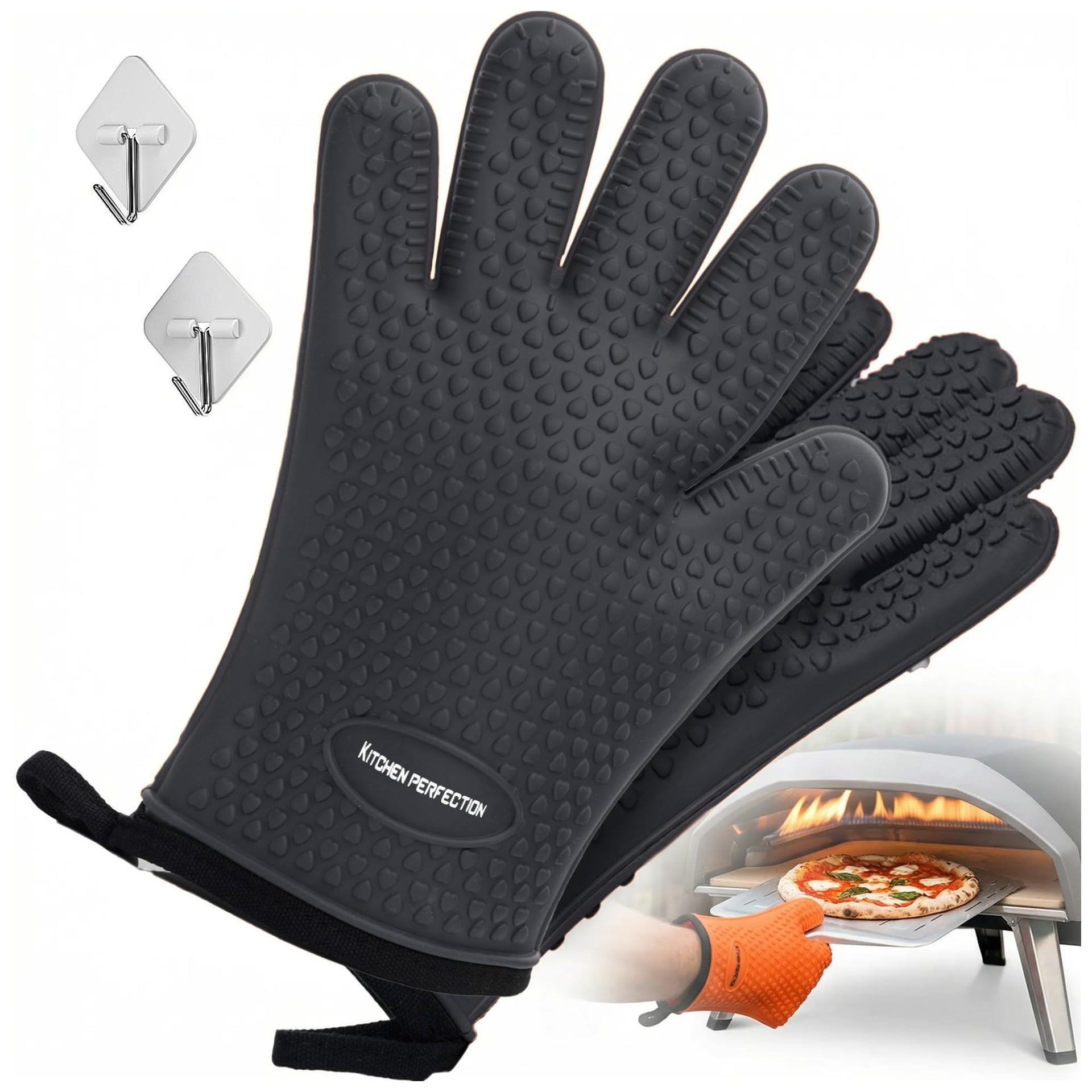 XL Silicone Pizza Oven Gloves Heat Resistant Oven Mitts