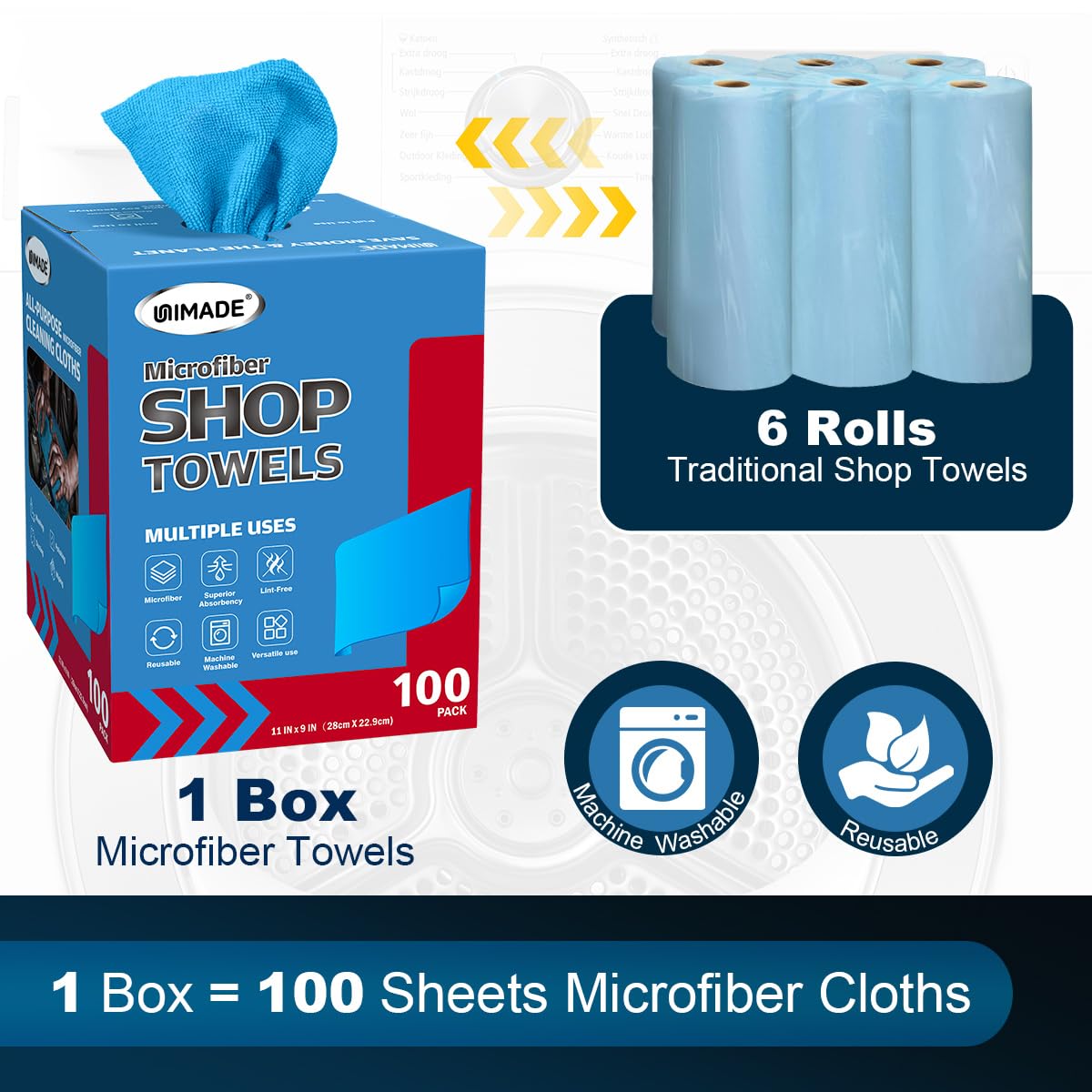 Shop Towels 100 Sheets Microfiber Cleaning Cloth (100 Count)