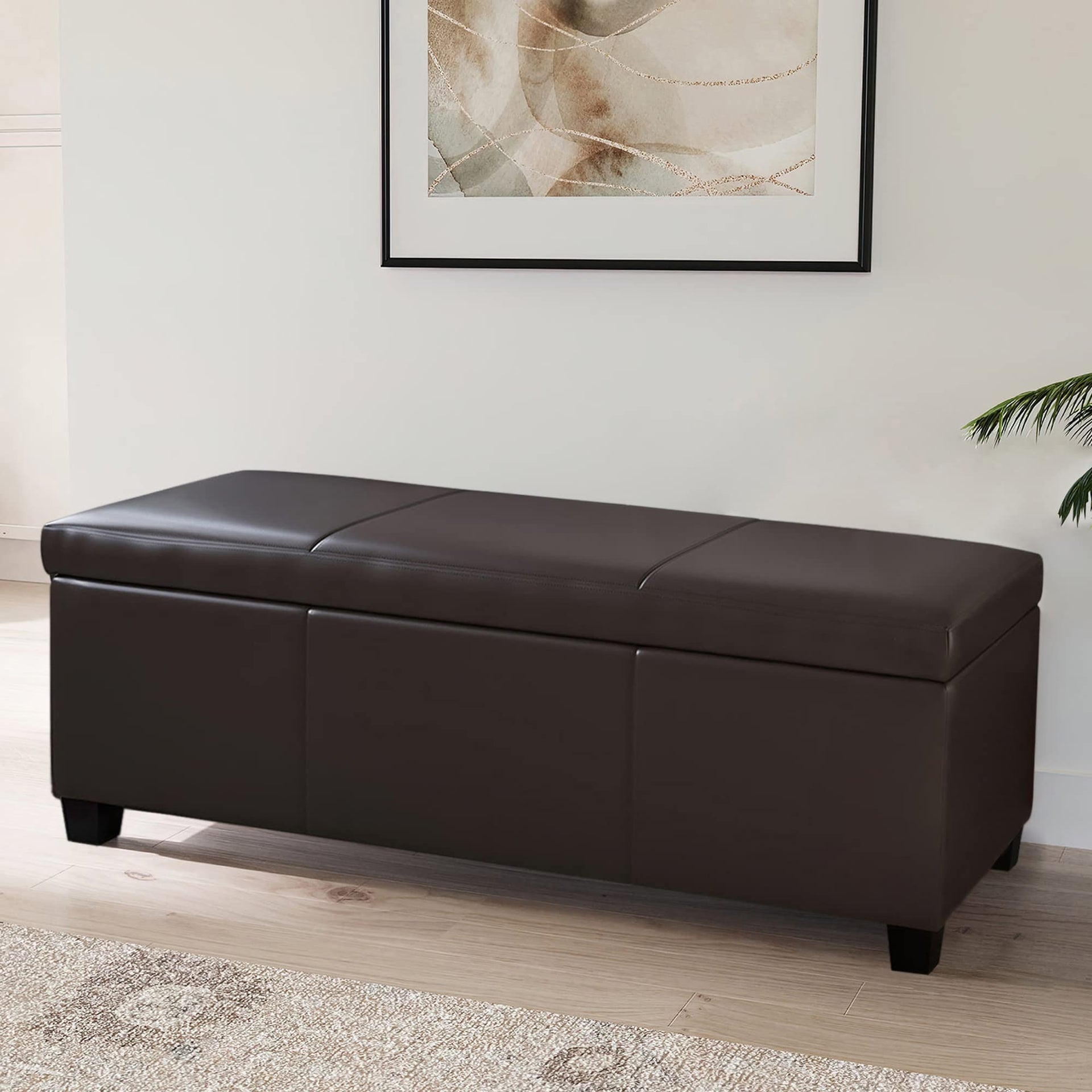 Storage Faux Leather Ottoman