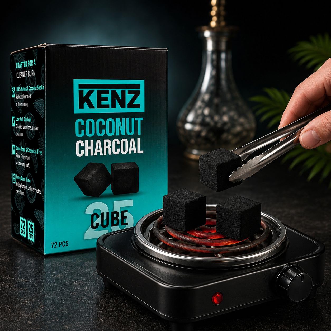 Coconut Charcoal Cubes 25 mm (72 Count)