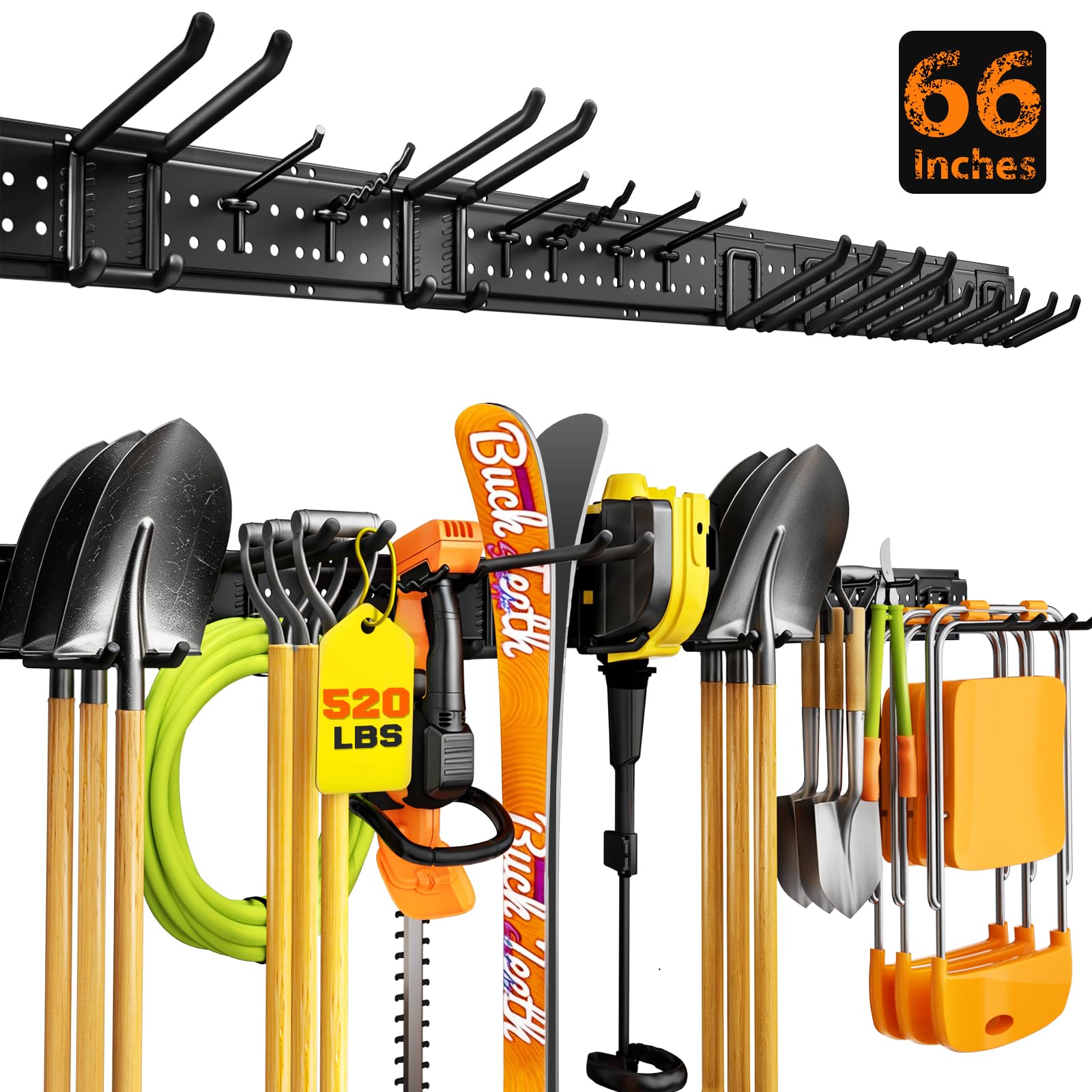 Garage Tool Organizer Wall Mount 66 inches with 13 Adjustable Heavy