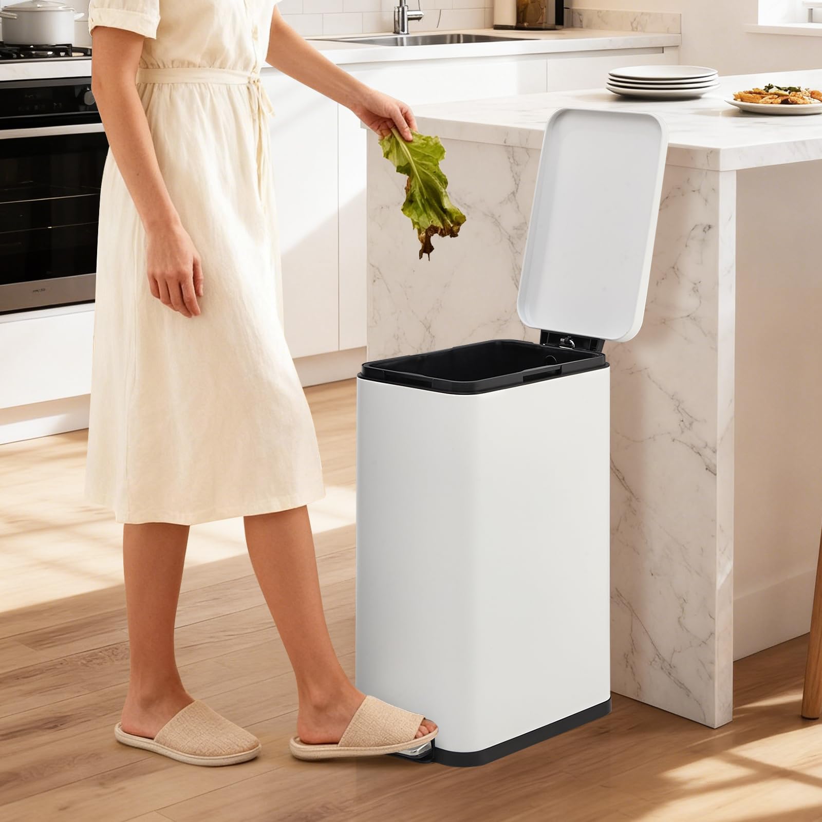 13 Gal Stainless Steel Kitchen Step Trash Can