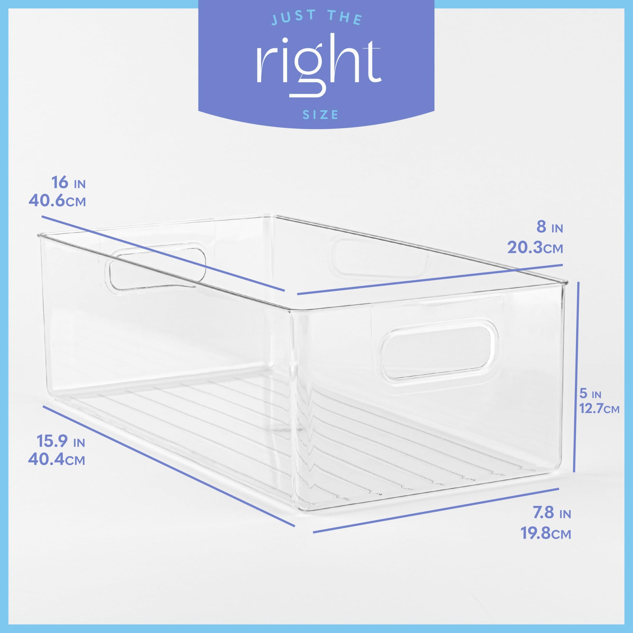 Plastic Food Storage 6 Pack Clear Container Bin with Handles for Organizing Kitchen (6 Count)