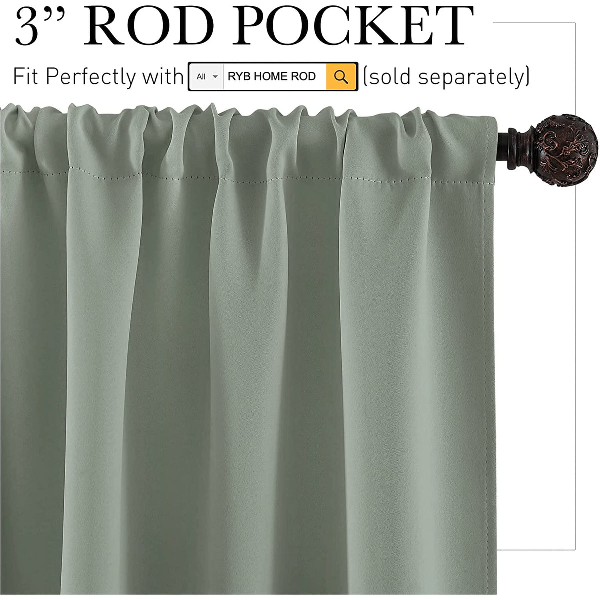 54 inch Blackout Curtains for Living Room Bedroom (2 Count)