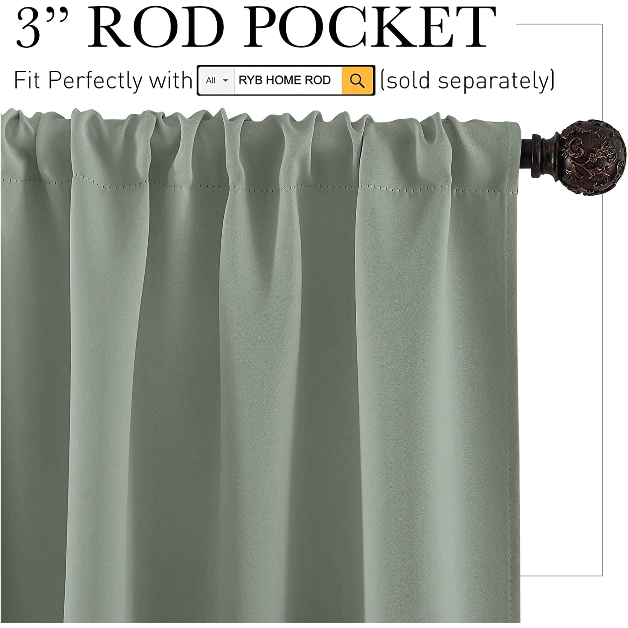 Blackout Curtains French Door Curtain Window Covering Rod Pocket