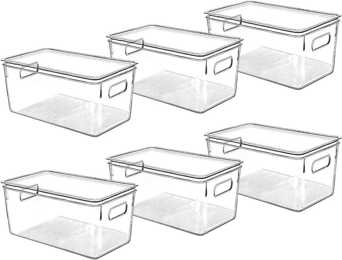 Clear Plastic Storage Bins with Lids (6 Count)