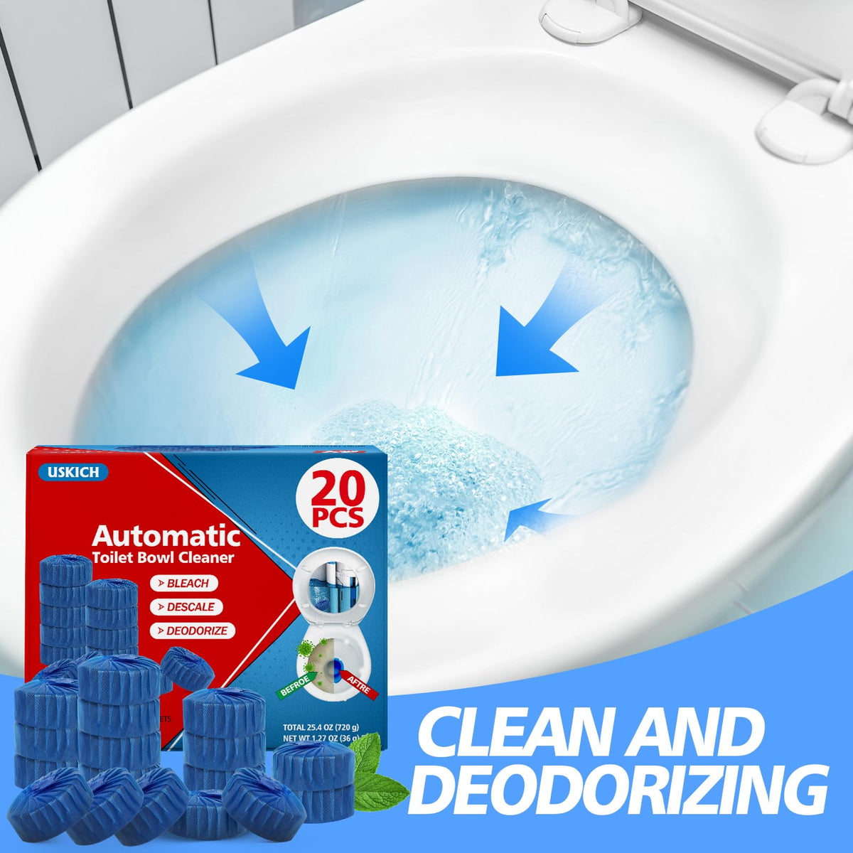 20 Pack Toilet Bowl Cleaner Tablets (20 Count)