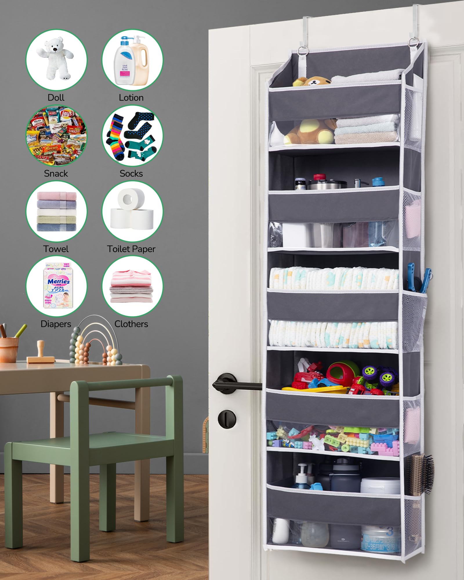 2 Pack 5 tier Over the Door Organizer Dark Gray (2 Count)