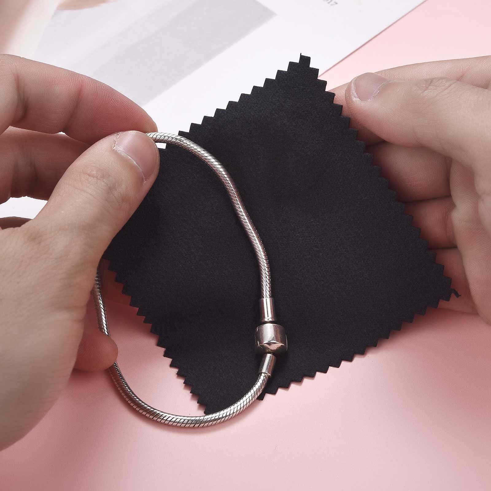 100pcs Jewelry Cleaning Cloth Black Polishing Cloth for Sterling Silver Gold Platinum Small Silver Polish 8x8cm (100 Count)