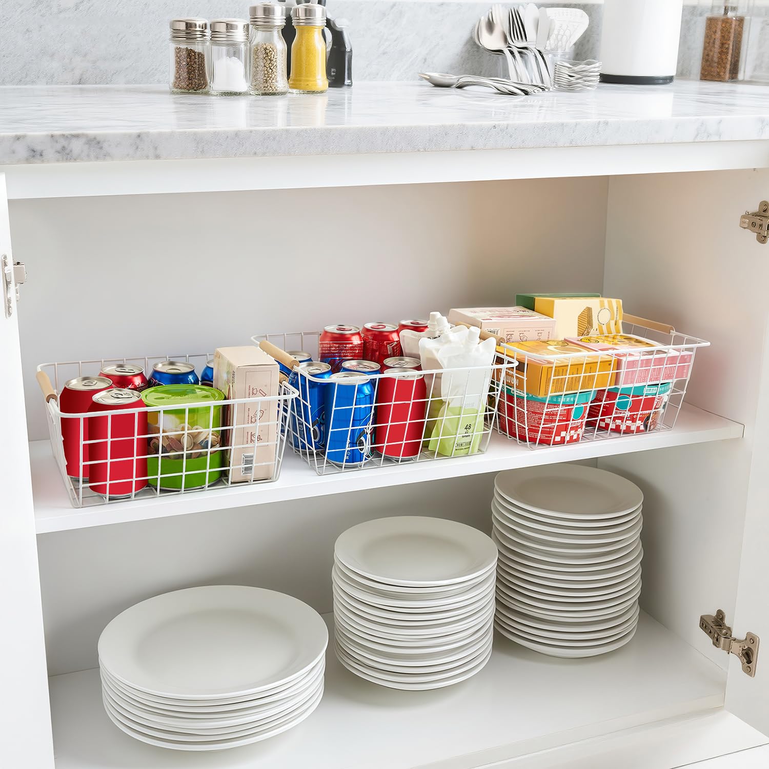 white wire baskets for organizing with Wooden Handles Storage Organizer Baskets (2 Count)