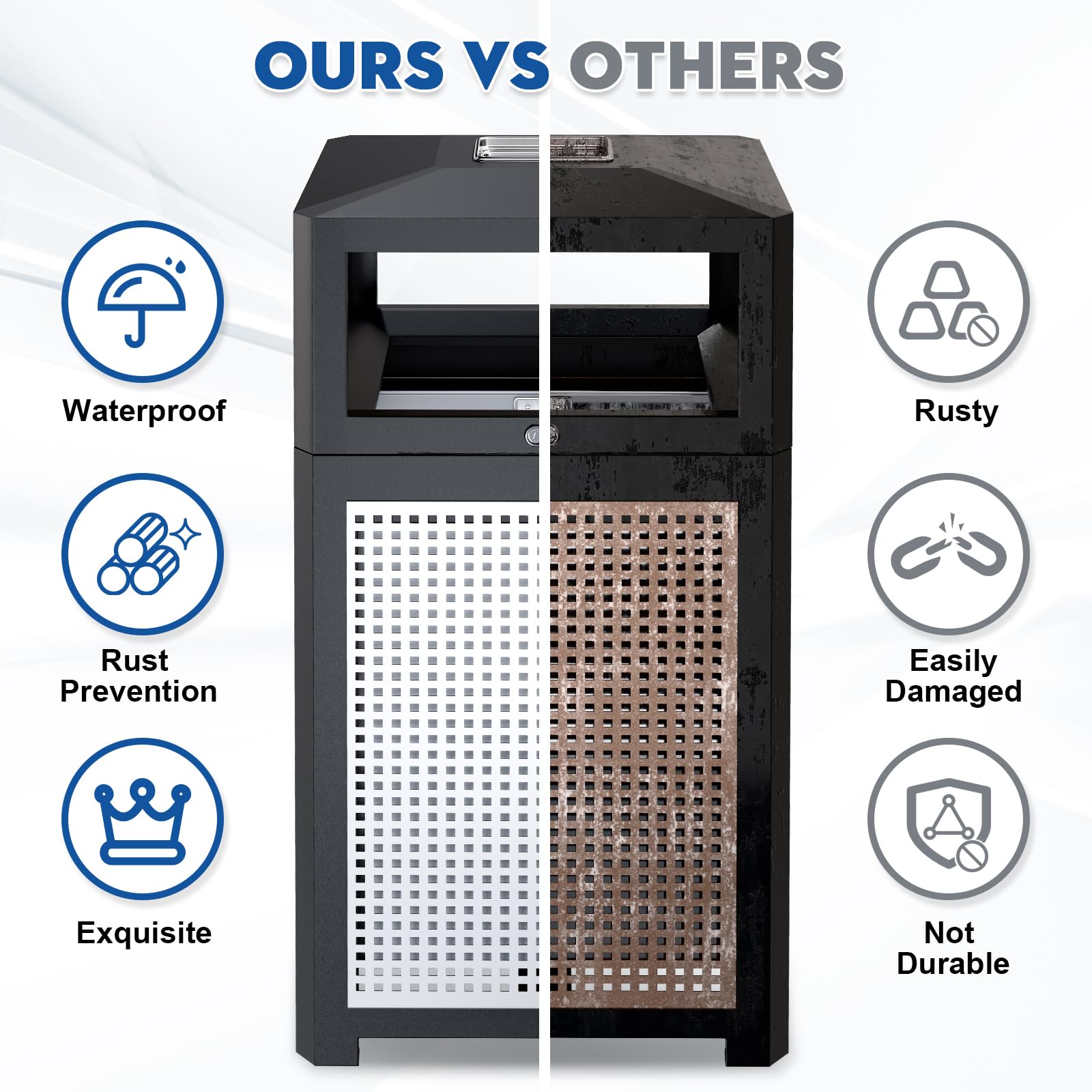 Commercial Outdoor & Indoor Metal Trash Can