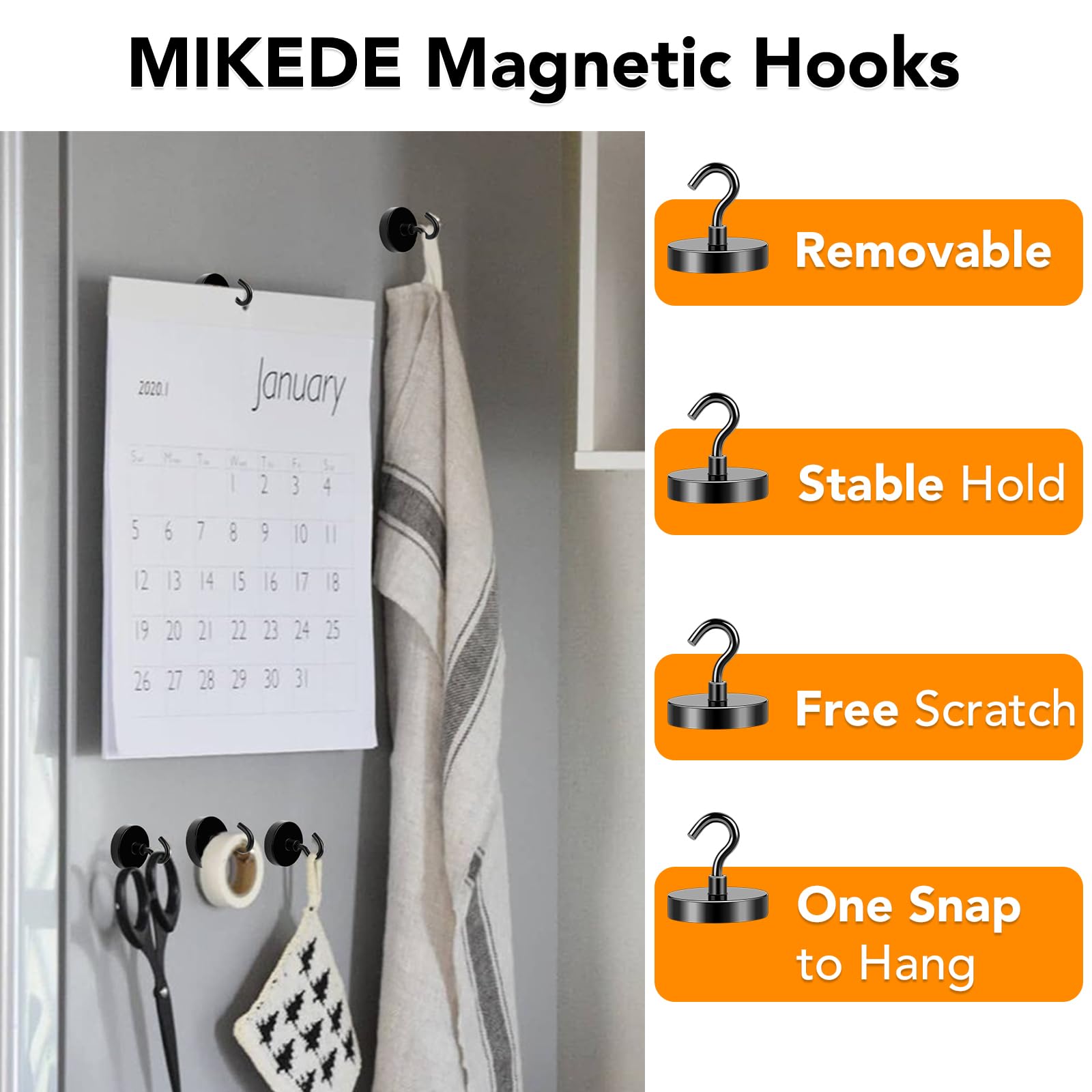 Magnetic Hooks Heavy Duty 150LB+ Strong Black Magnets Hook