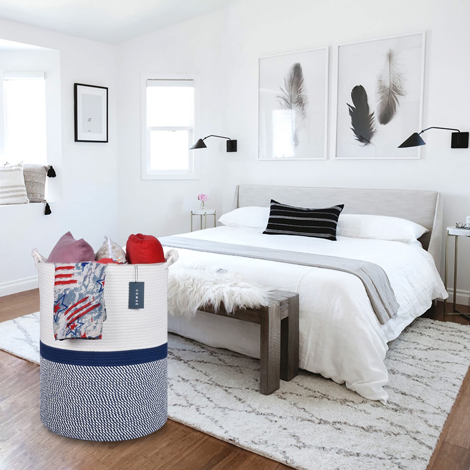 Tall Woven Blanket & Laundry Basket