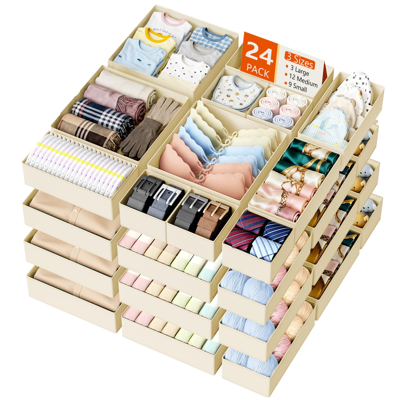 Drawer Organizer Clothes 24 Pack (24 Count)