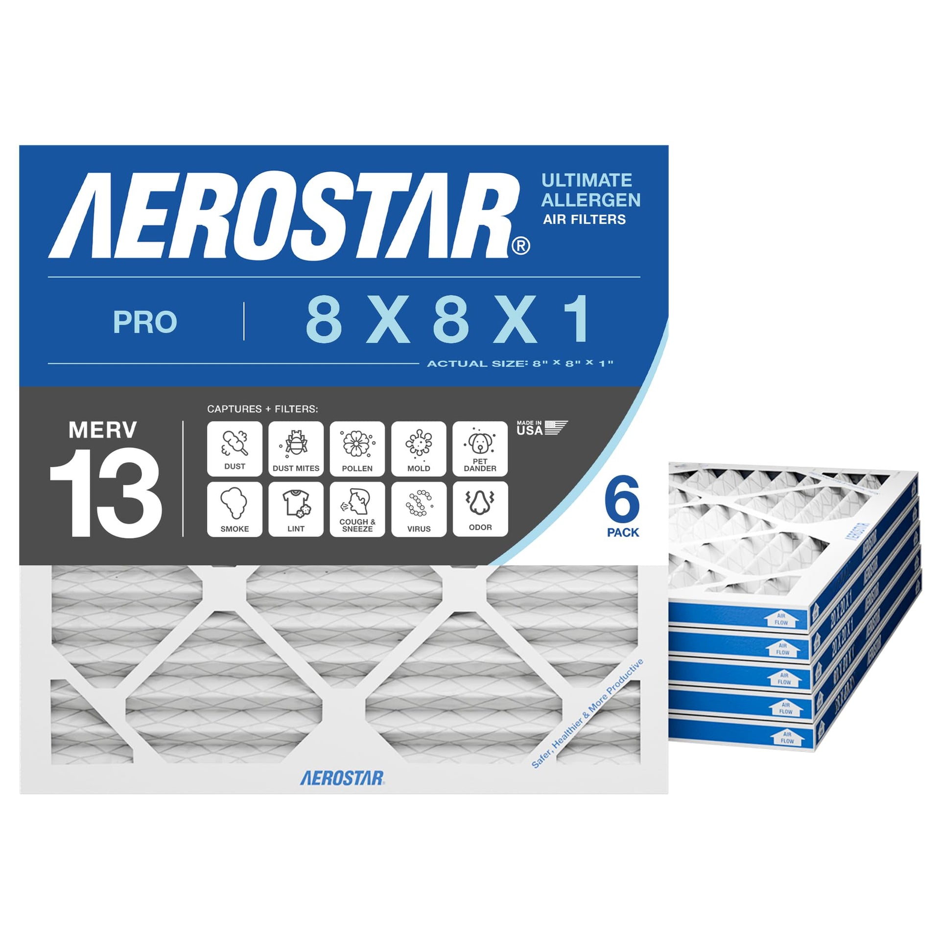 Air Filter 8x8x1 MERV 13 AC Filter (6 Count)