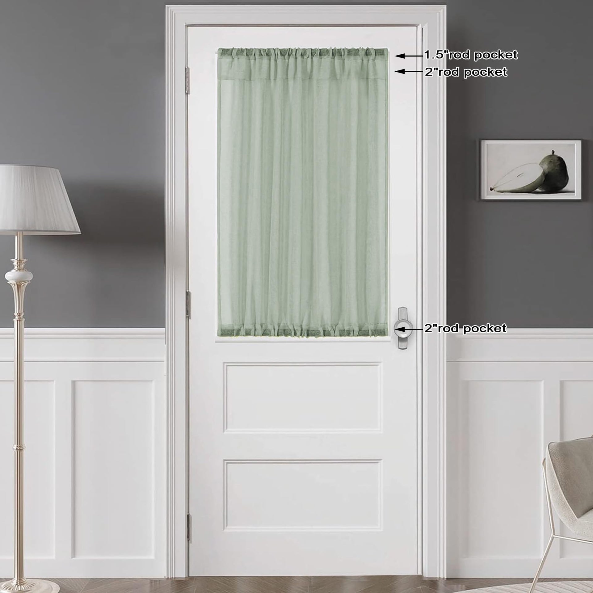 Sage Green Sheer Curtains 36 Inch Length