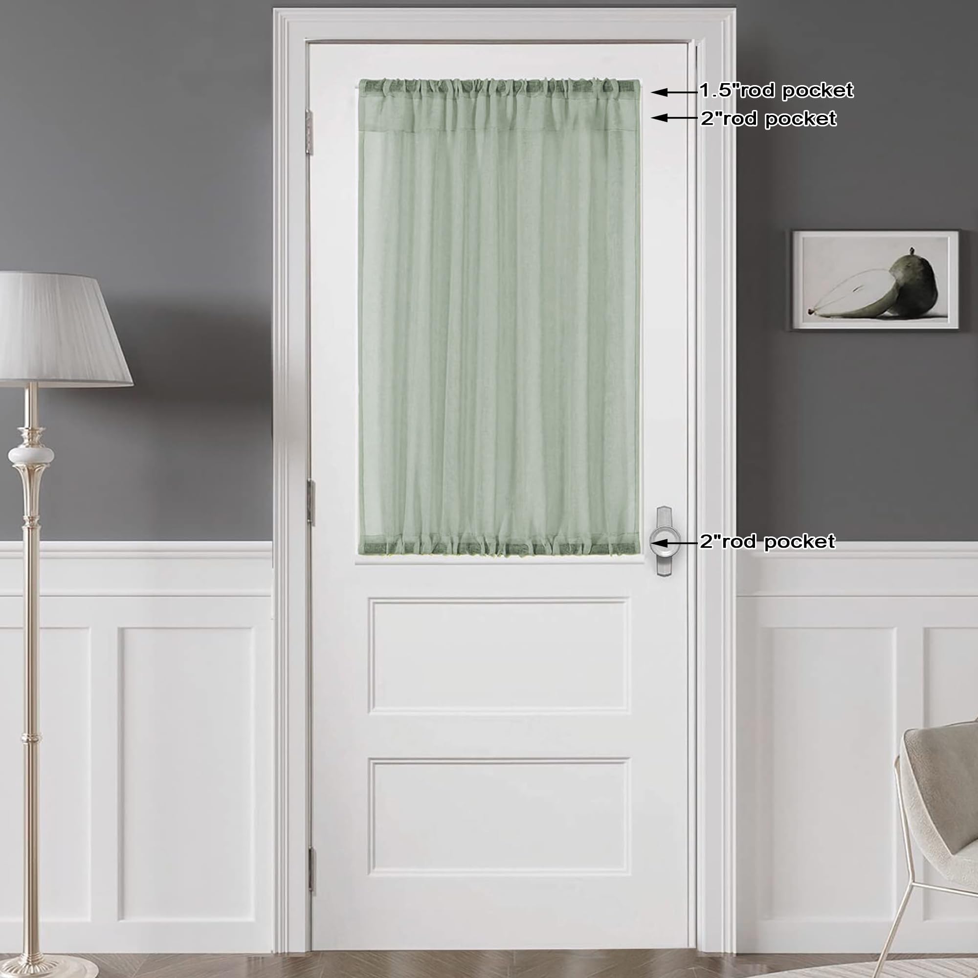 Sage Green Sheer Curtains 36 Inch Length