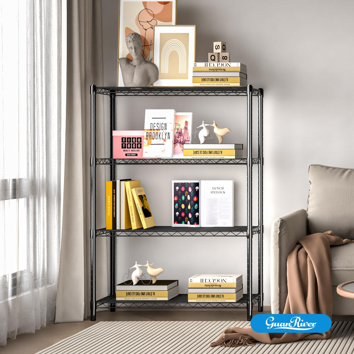 4 Shelf Adjustable Metal Wire Shelving