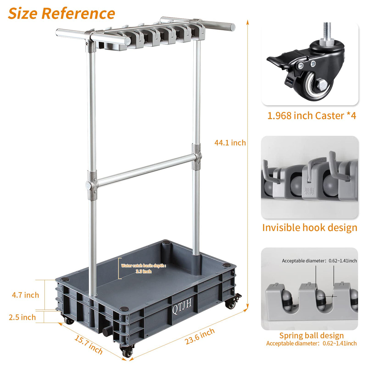 Broom mop holder cleaning supplies organizer janitorial carts on wheels housekeeping station storage tools for garage