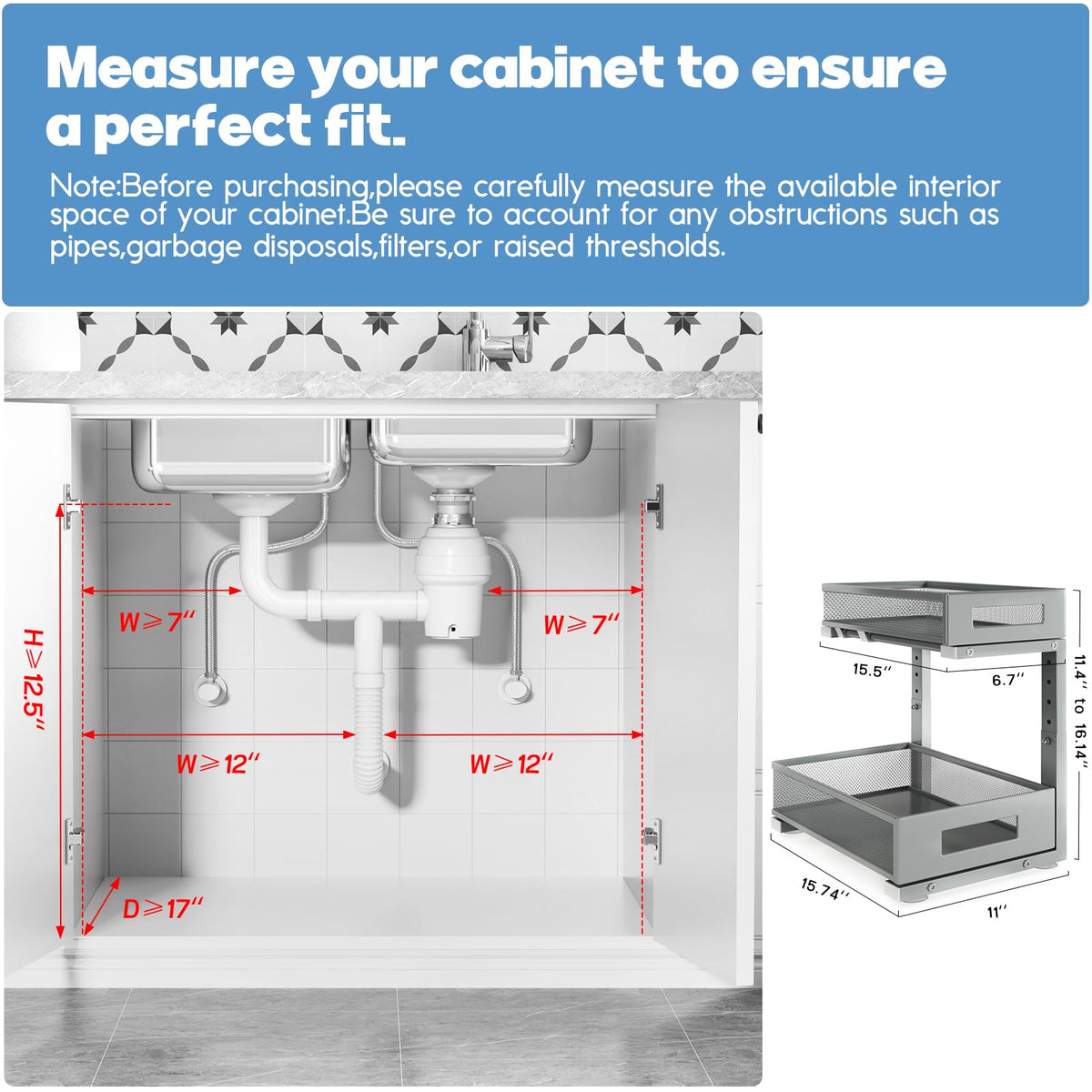 2 Pack Under Sink Storage Organizer (2 Count)