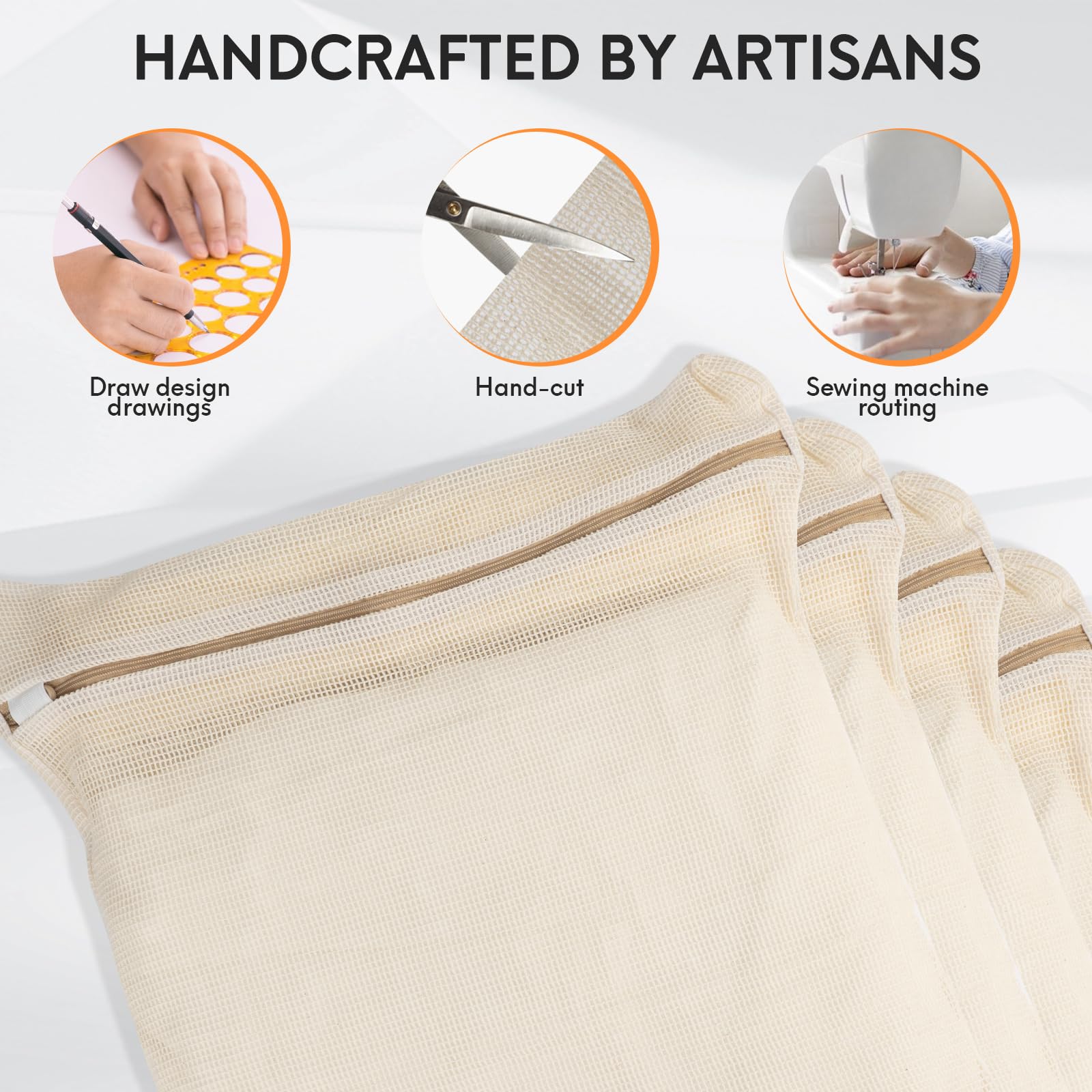 4 Piece Large Durable Organic Cotton Mesh Laundry Bags with Sturdy Zippers and Breathable Mesh are Delicate Laundry Bags for Underwear (100 Count)
