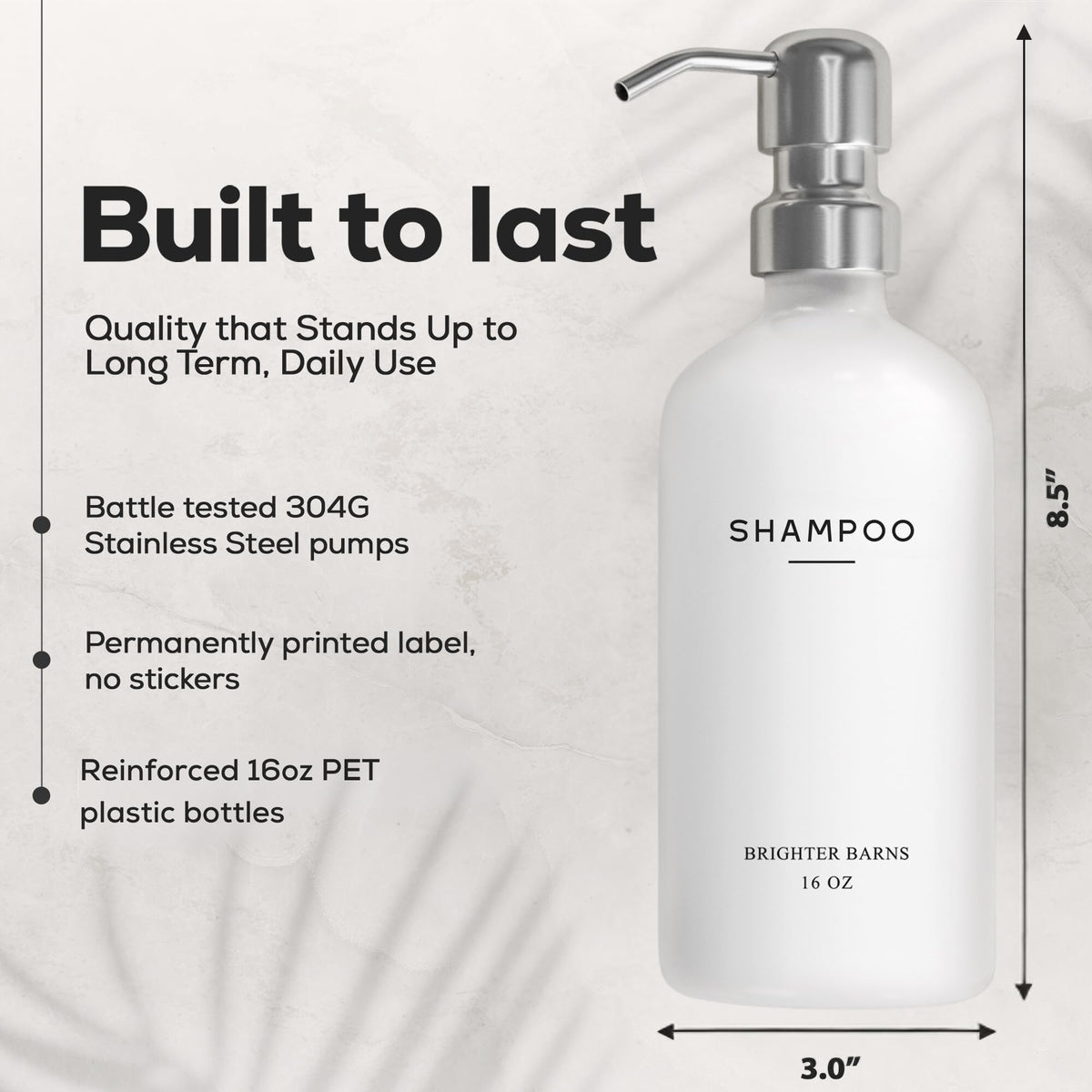 White Shampoo and Conditioner Dispenser Set by Brighter Barns (6 Count)