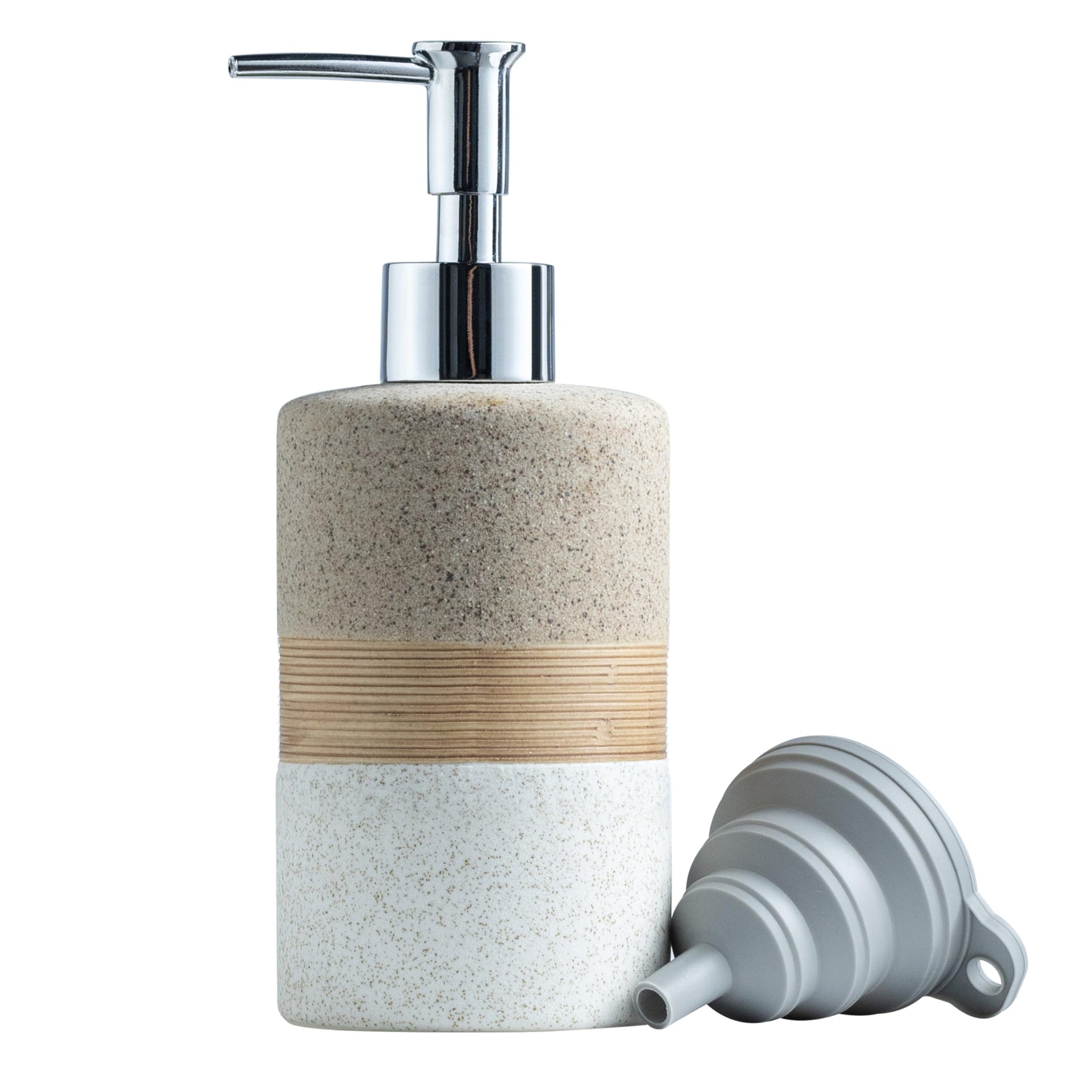 Ceramic Kitchen Dish Soap Dispenser Set with Stainless Steel Pump
