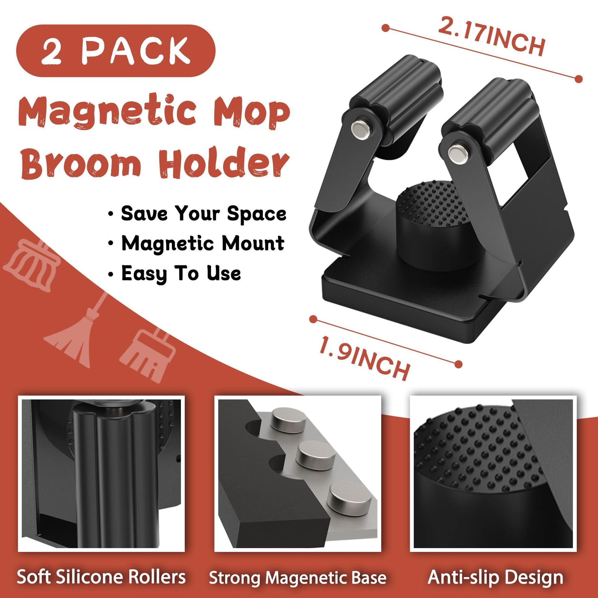 Magnetic Broom Holder (2 Count)