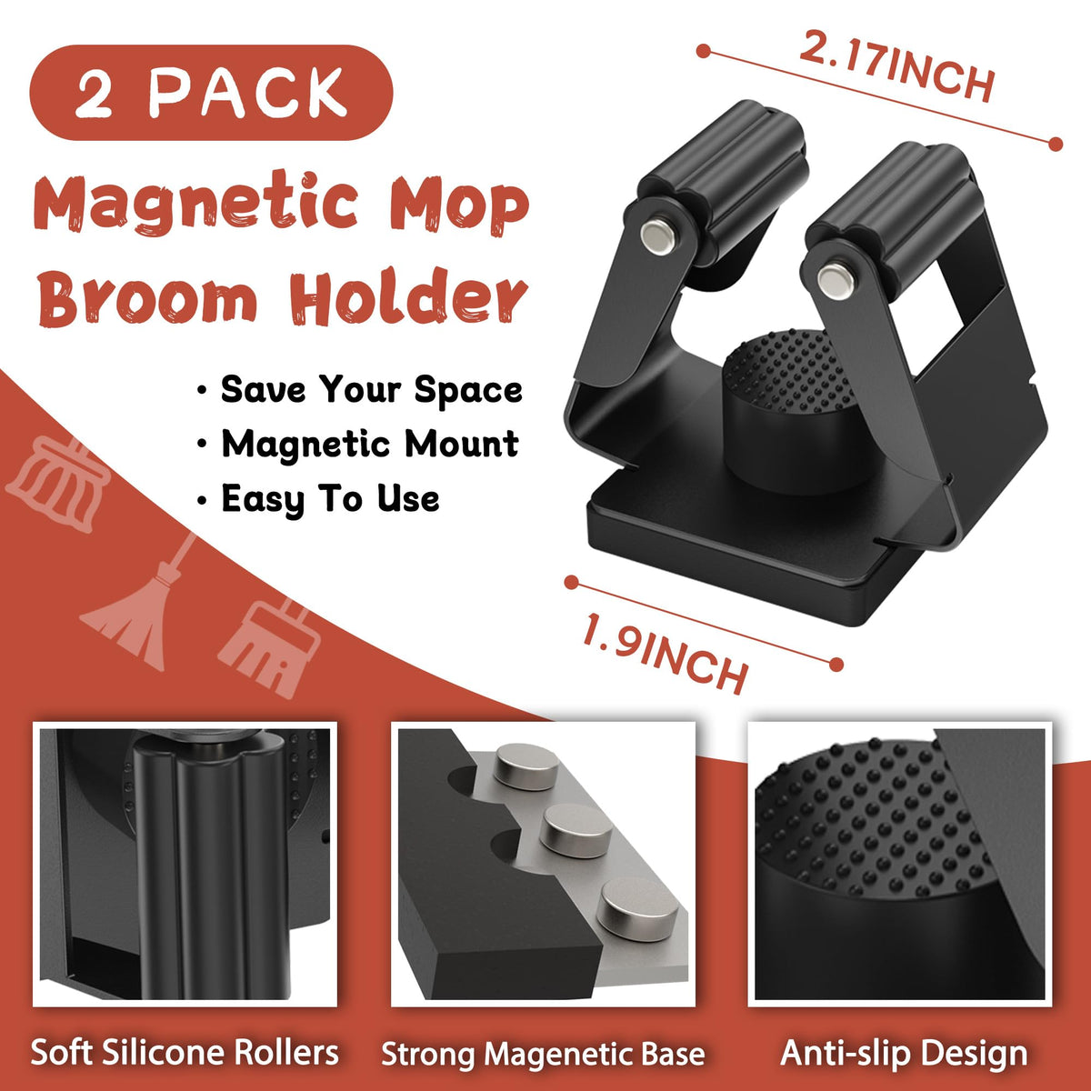 Magnetic Broom Holder (2 Count)