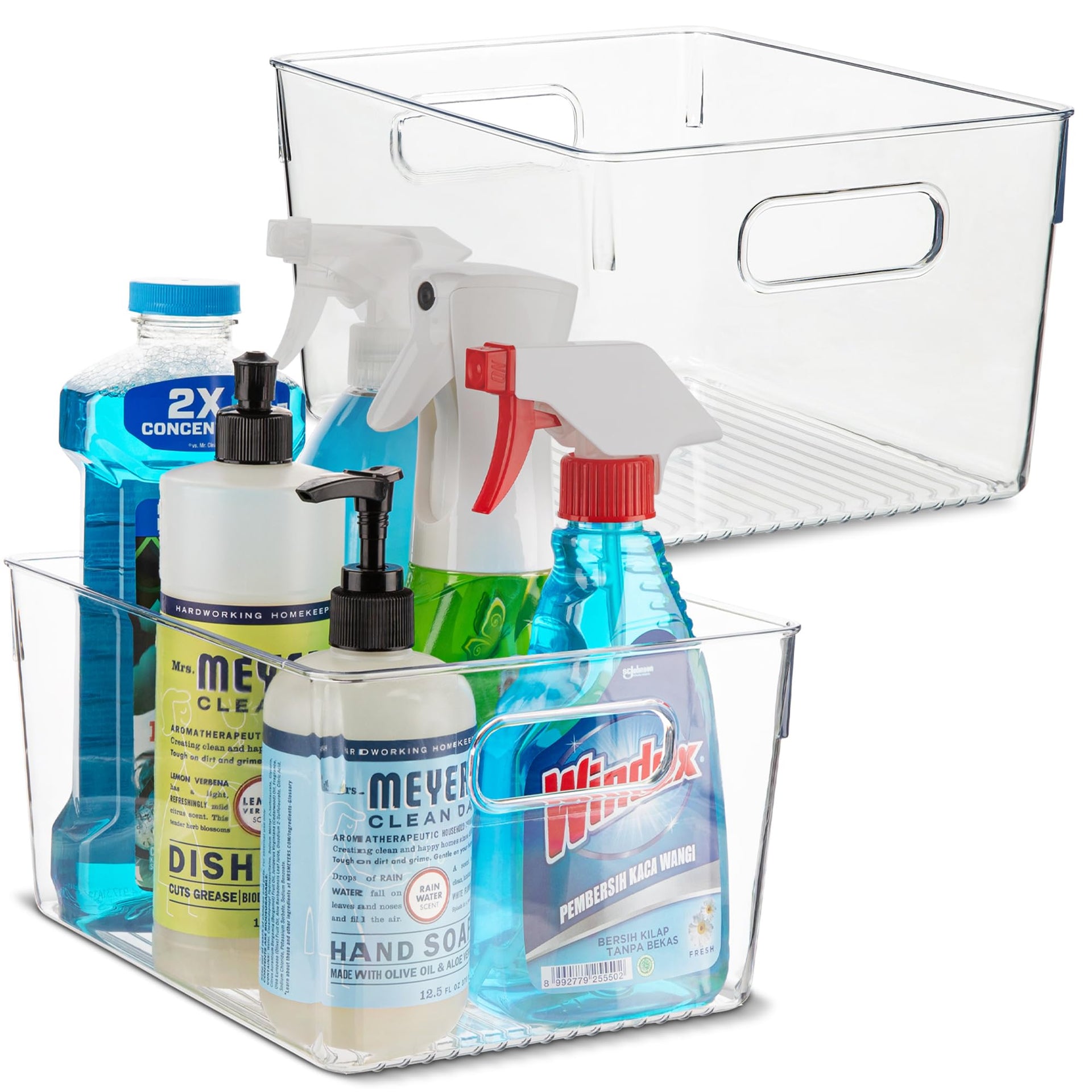 Plastic Food Storage 2 Pack Clear Container Bin with Handles for Organizing Kitchen (2 Count)