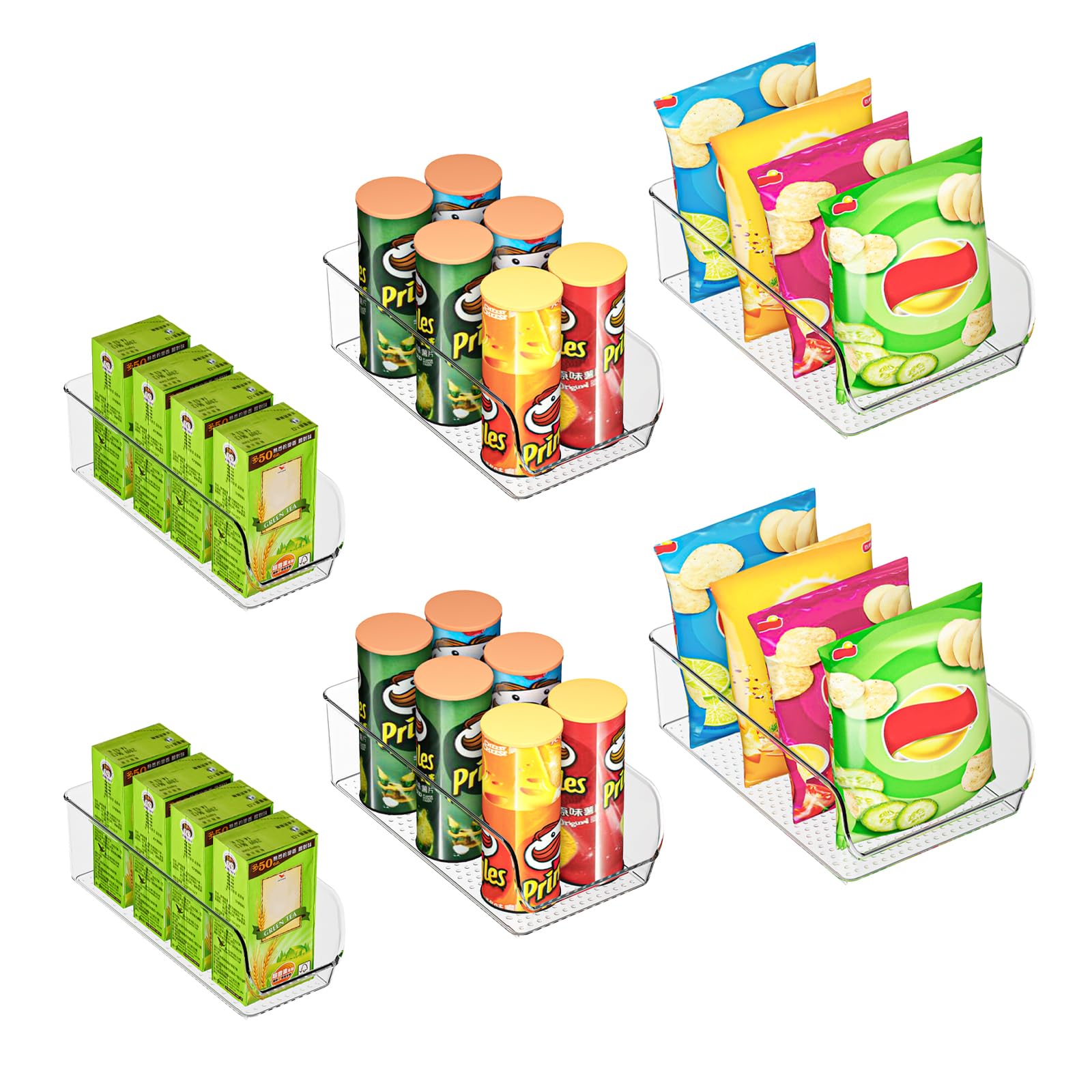 Set of 6 Clear Plastic Storage Bins